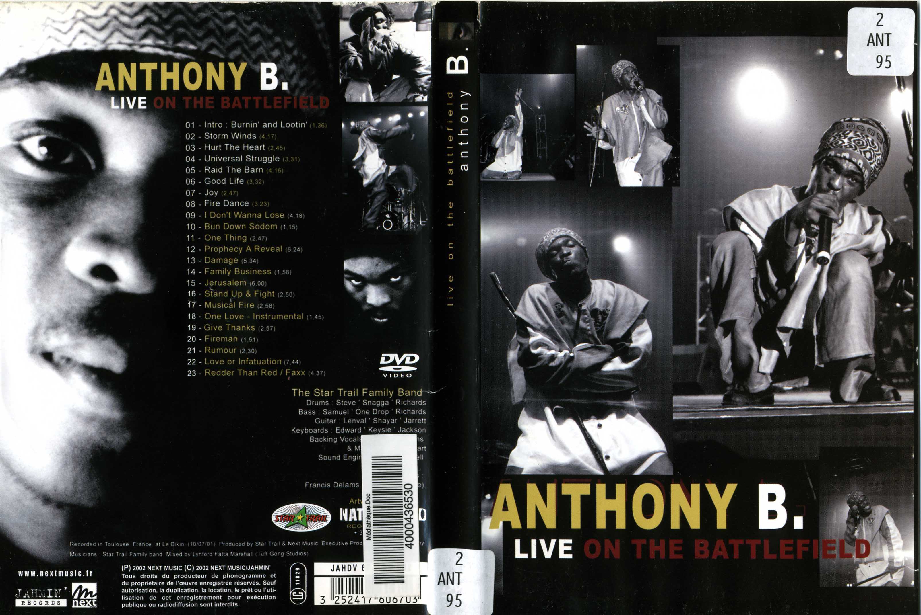Jaquette DVD Anthony B Live on the Battlefield