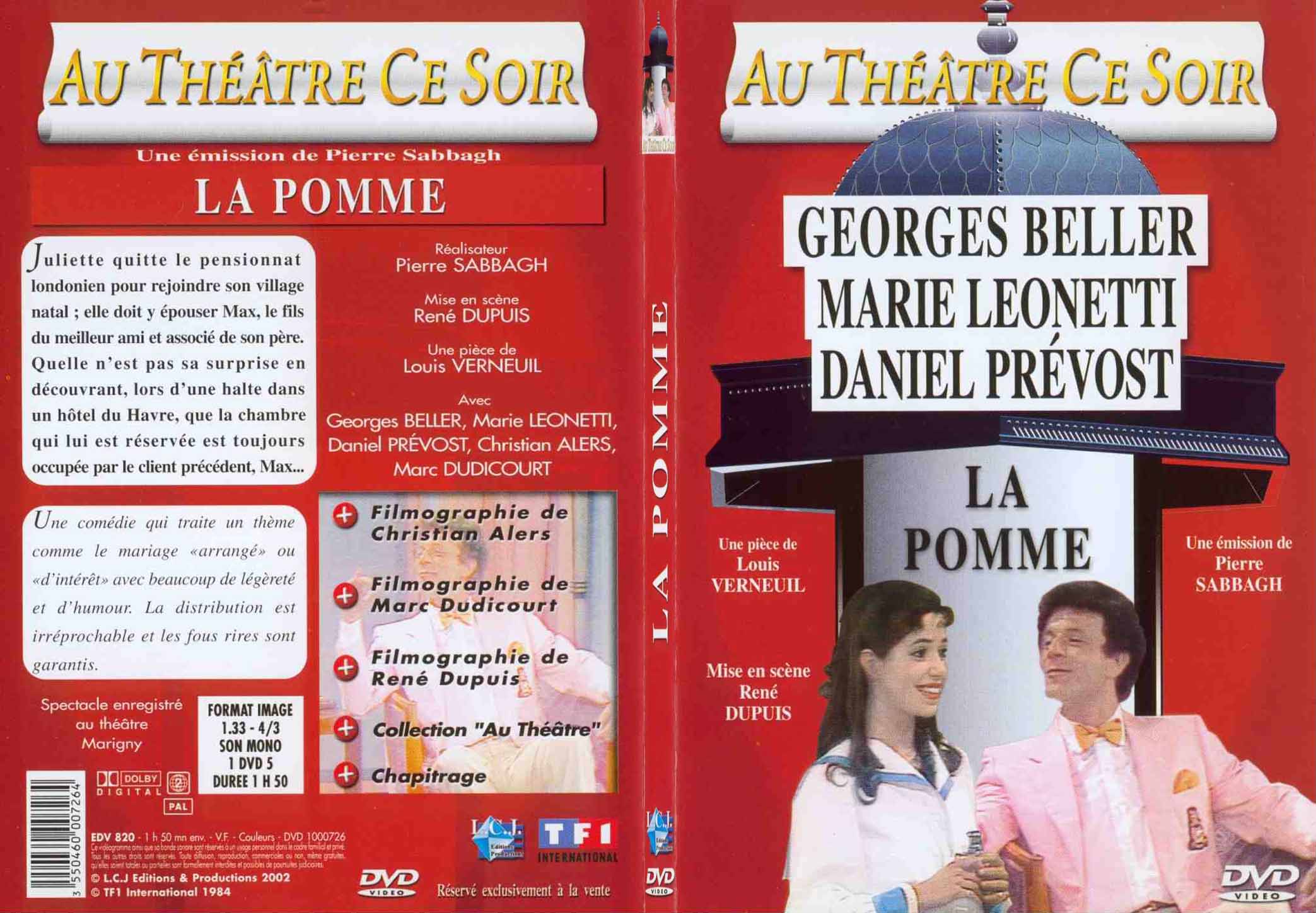 Jaquette DVD Au thatre ce soir - la pomme - SLIM