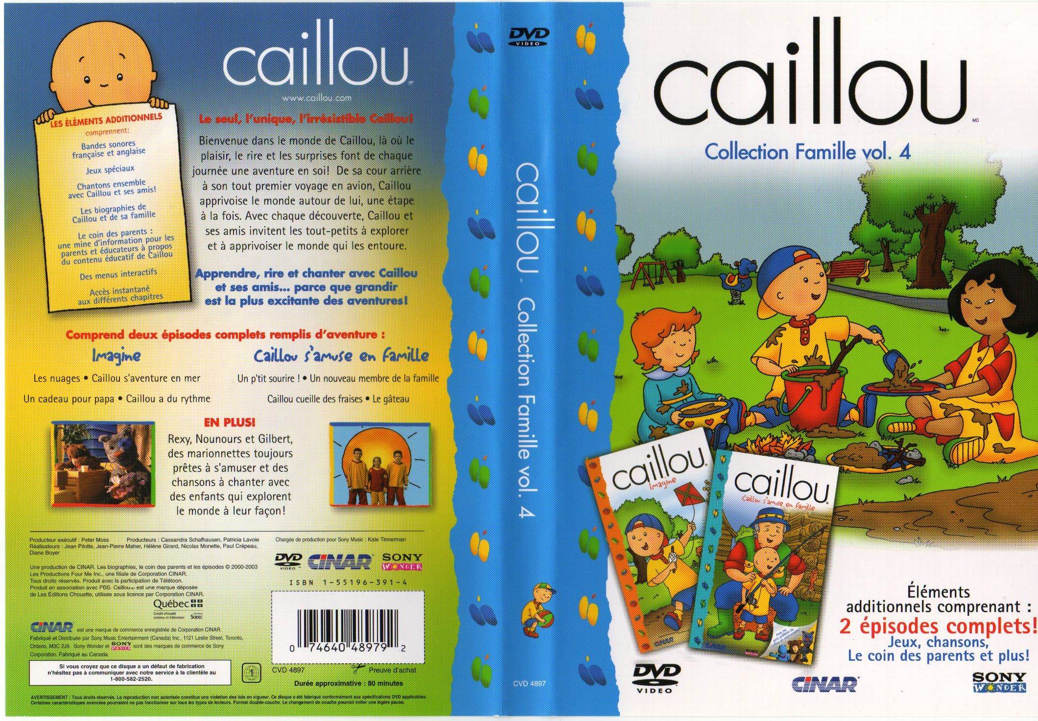 Jaquette DVD Caillou collection famille vol 4