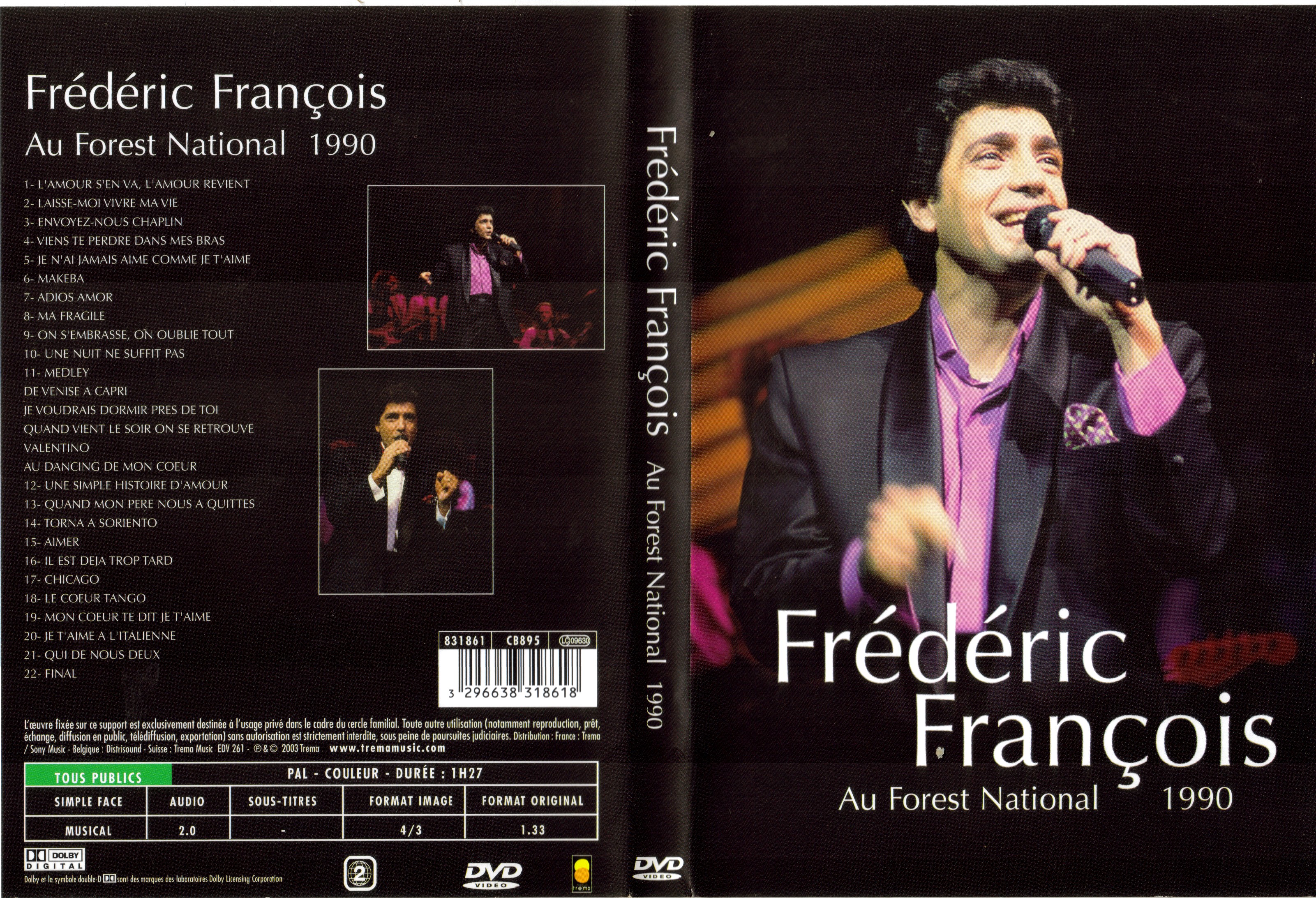 Jaquette DVD Frederic Francois au Forest National 1990