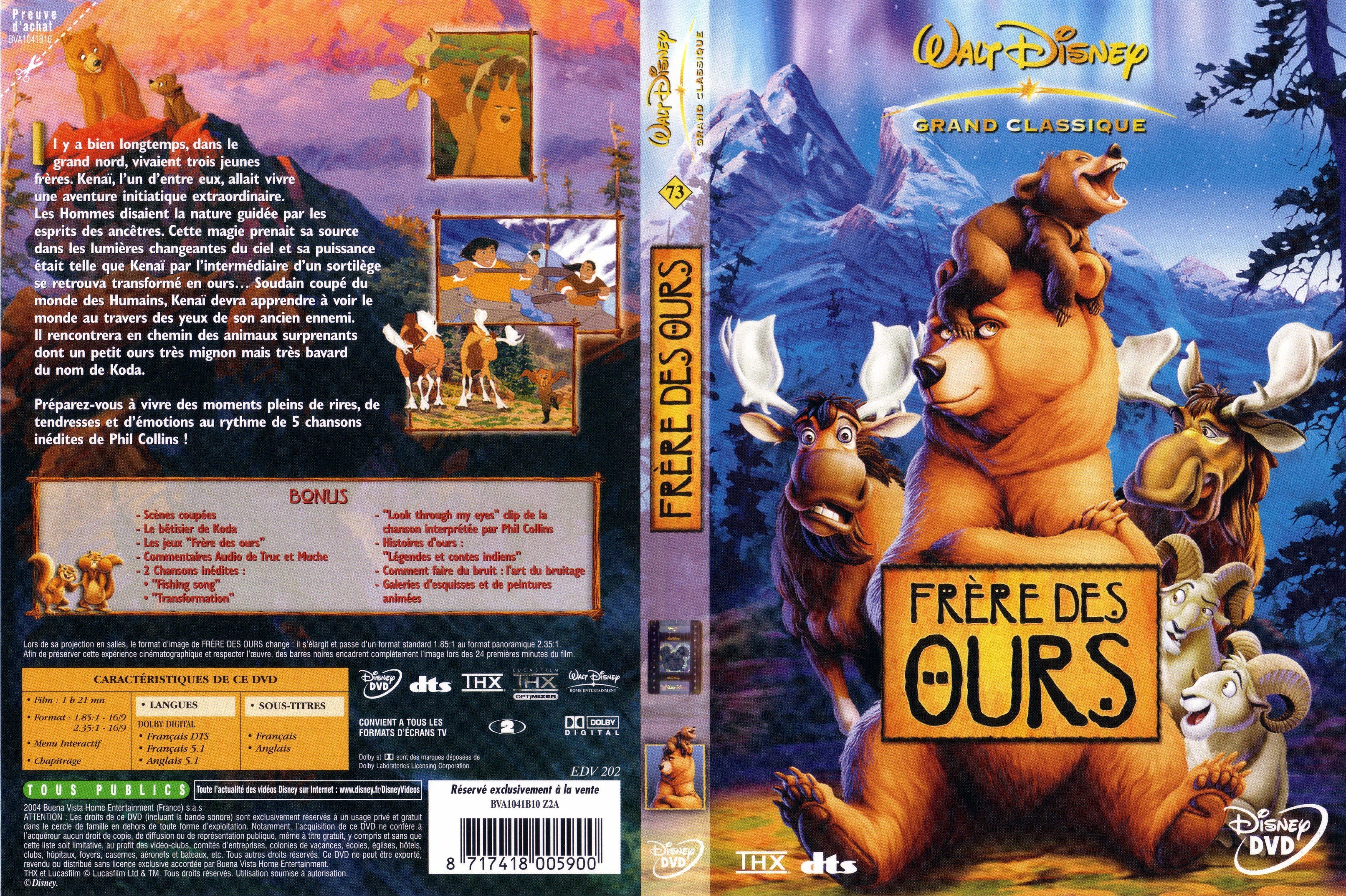 Jaquette DVD Frres des ours