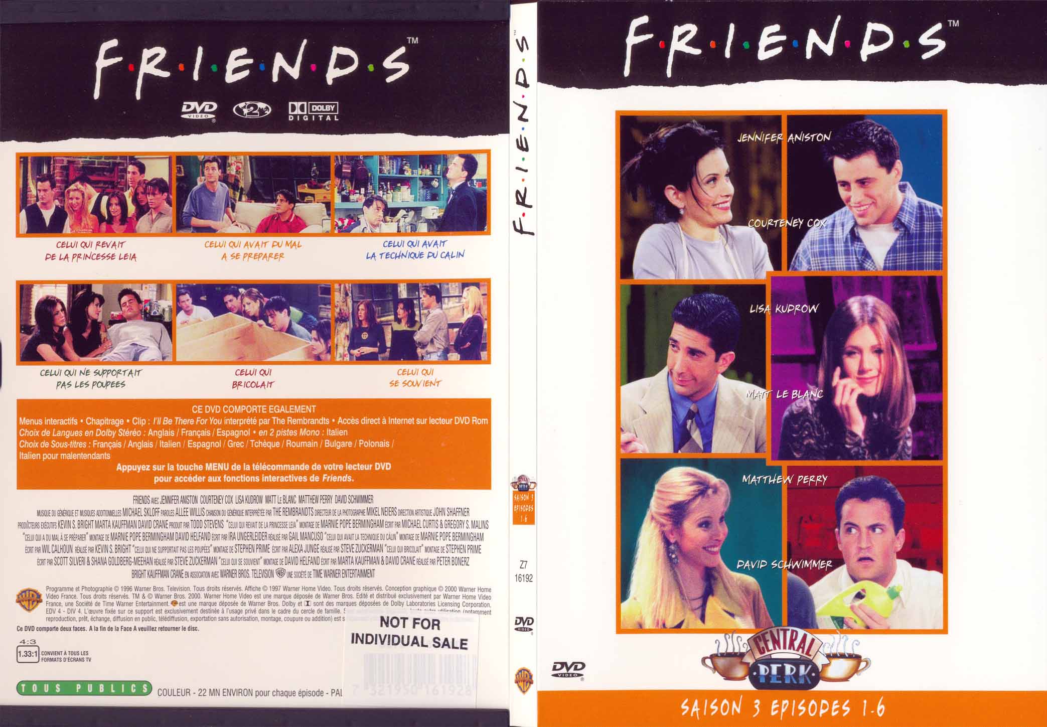 Jaquette DVD Friends saison 3 dvd 1 - SLIM