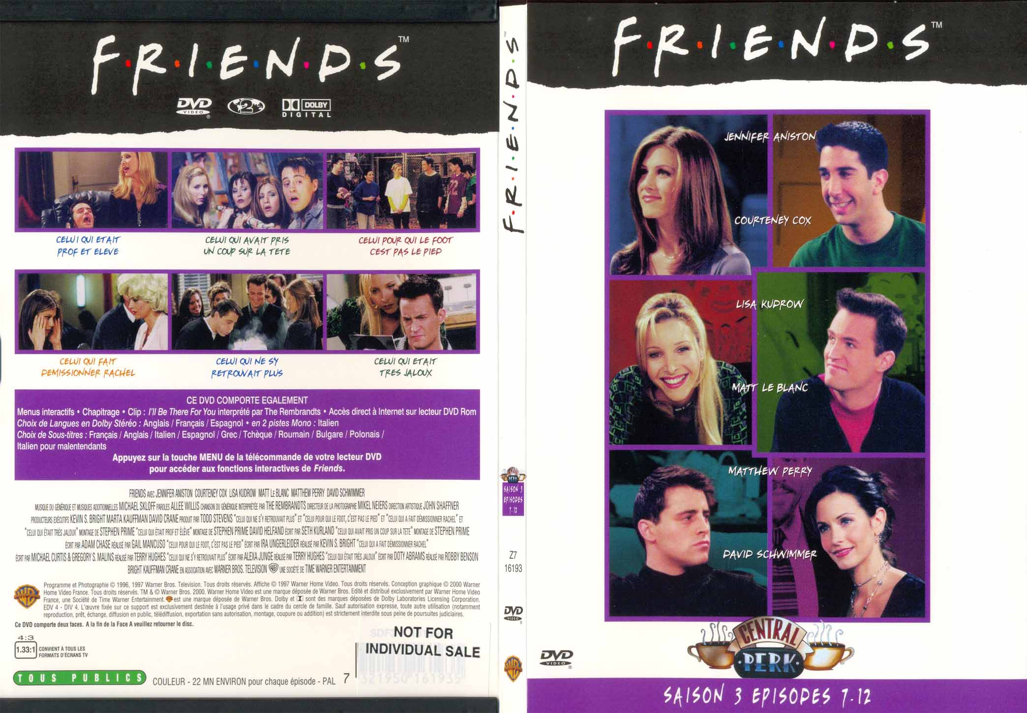 Jaquette DVD Friends saison 3 dvd 2 - SLIM