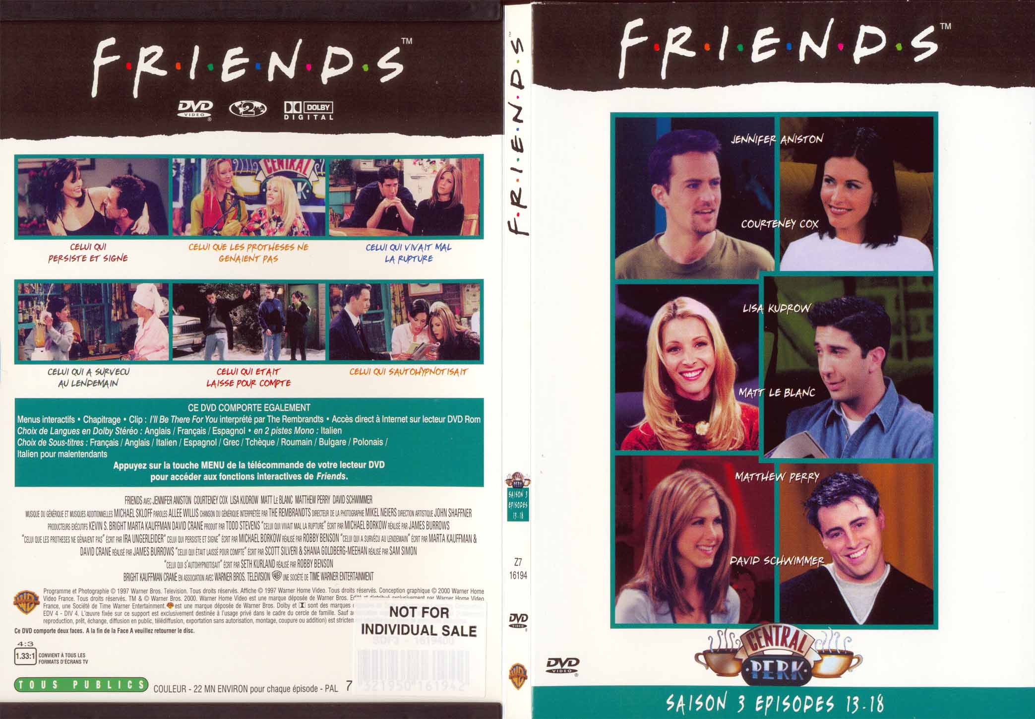 Jaquette DVD Friends saison 3 dvd 3 - SLIM