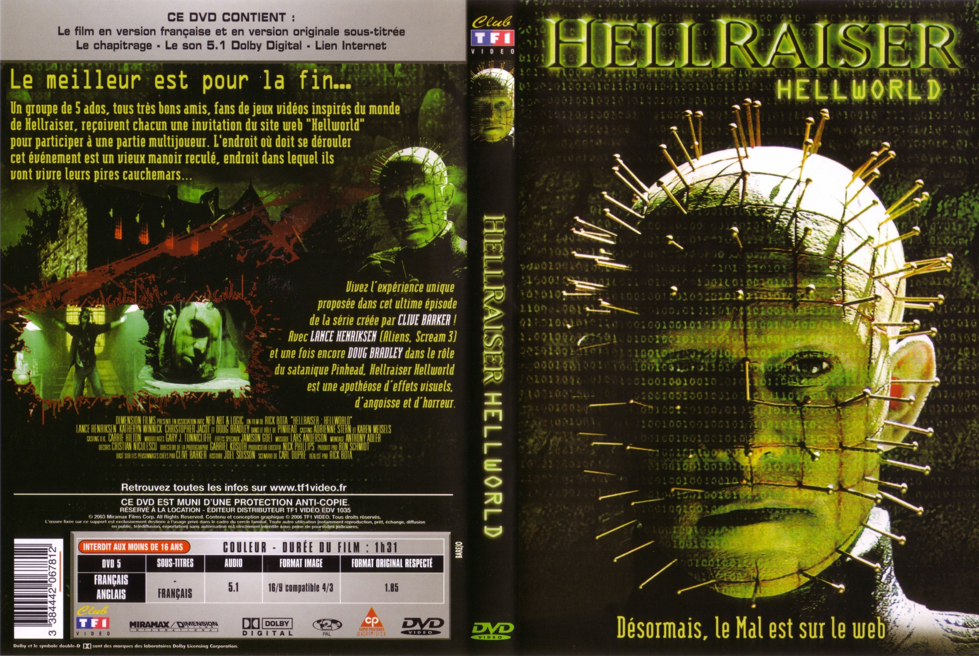 Jaquette DVD Hellraiser Hellword