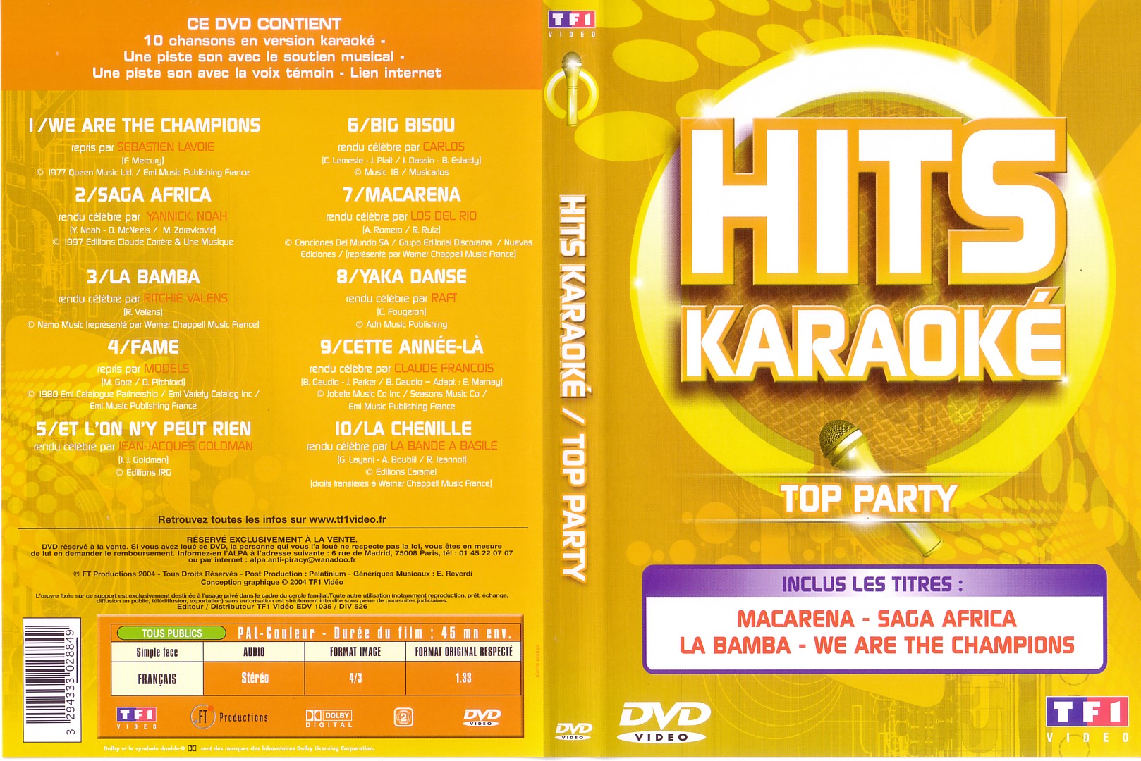 Jaquette DVD Hits Karaok - Top Party