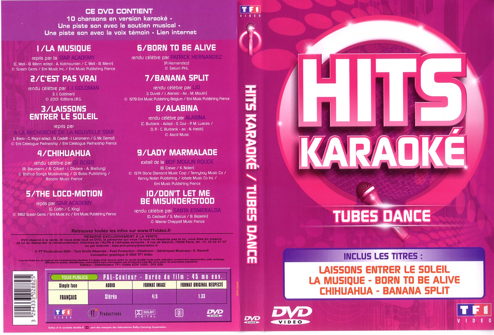 Jaquette DVD Hits Karaok - Tubes Dance