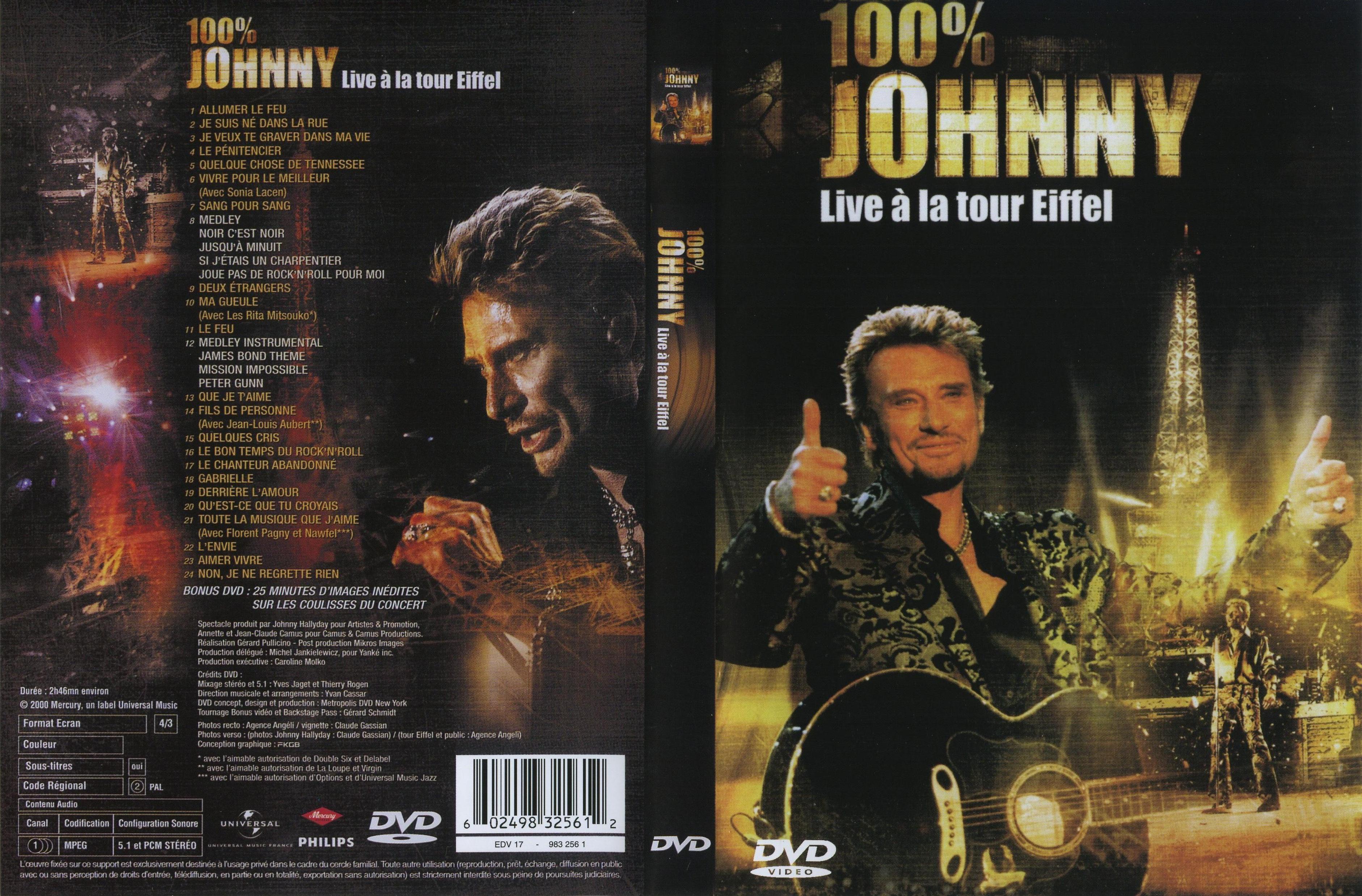 Jaquette DVD Johnny Hallyday live  la tour eiffel