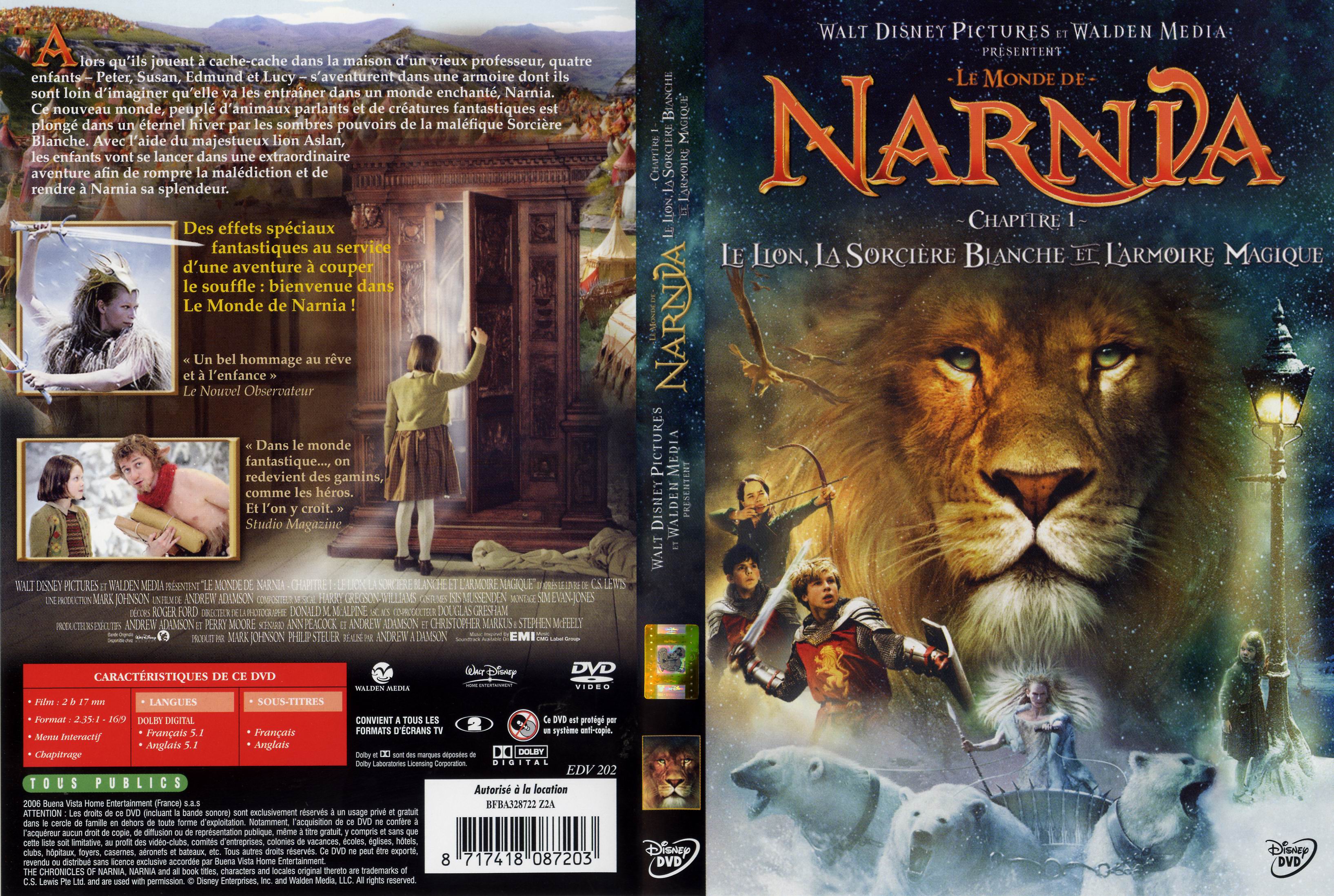 Jaquette DVD Le monde de narnia chapitre 1 v3