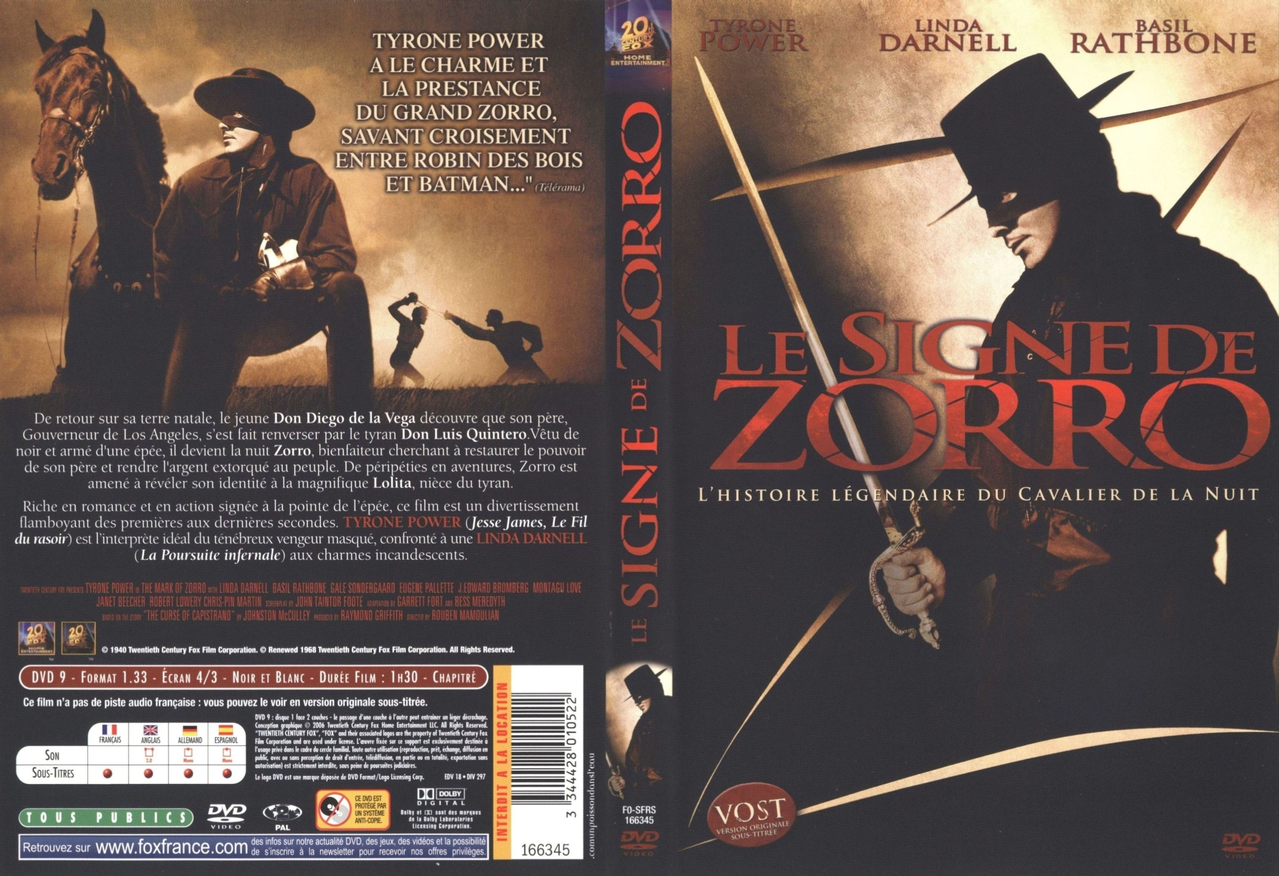 Jaquette DVD Le signe de zorro