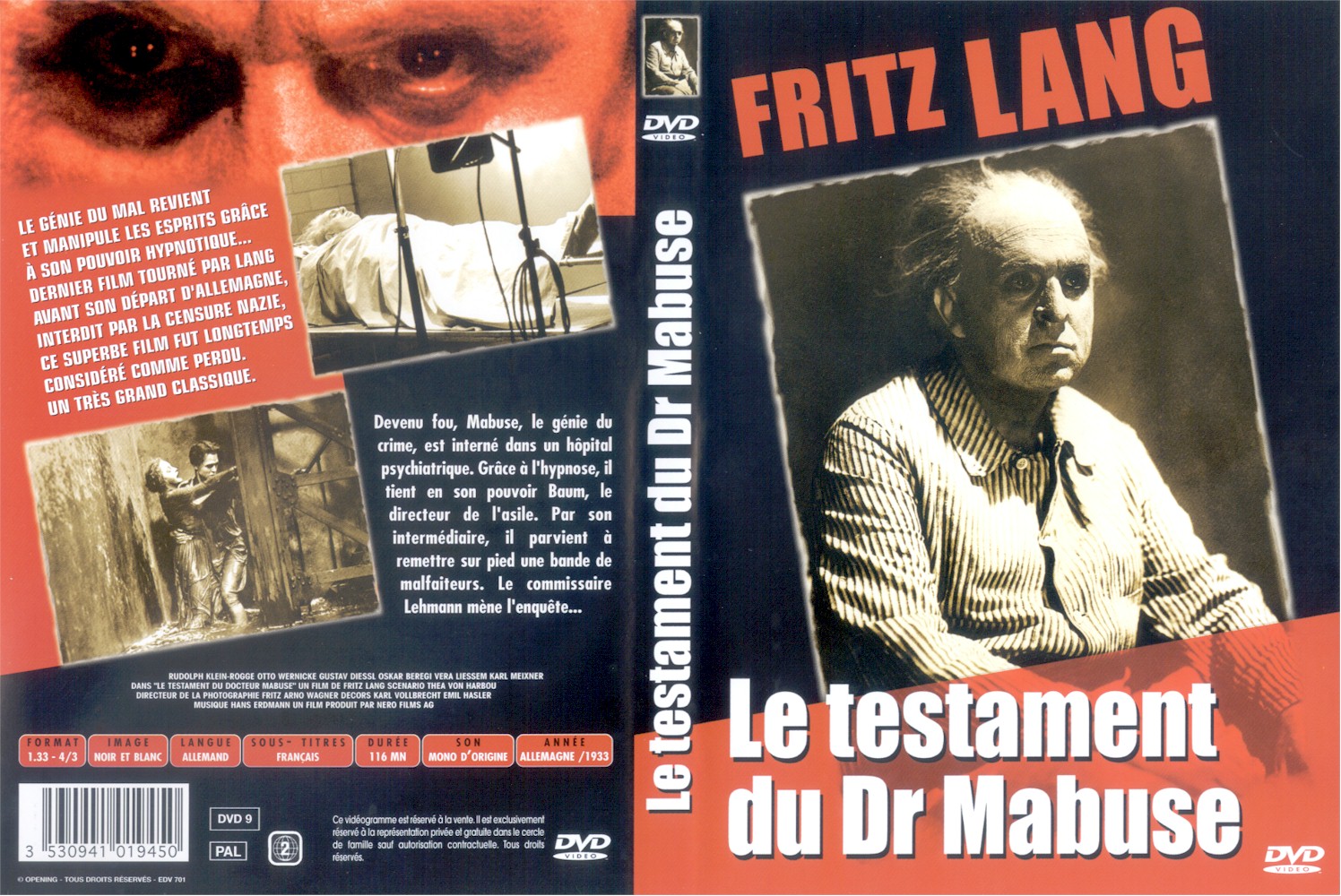 Jaquette DVD Le testament du Dr Mabuse