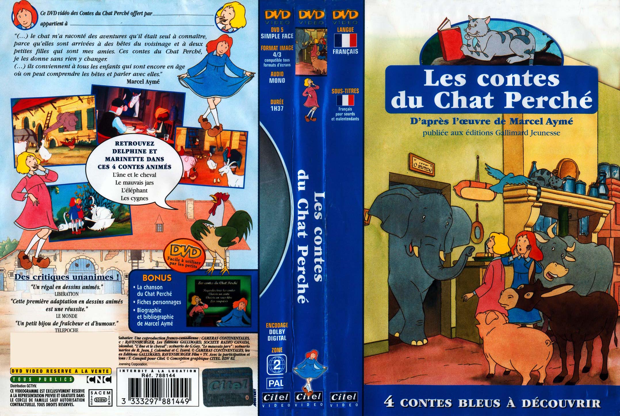 Jaquette DVD Les contes du chat perche (bleu)