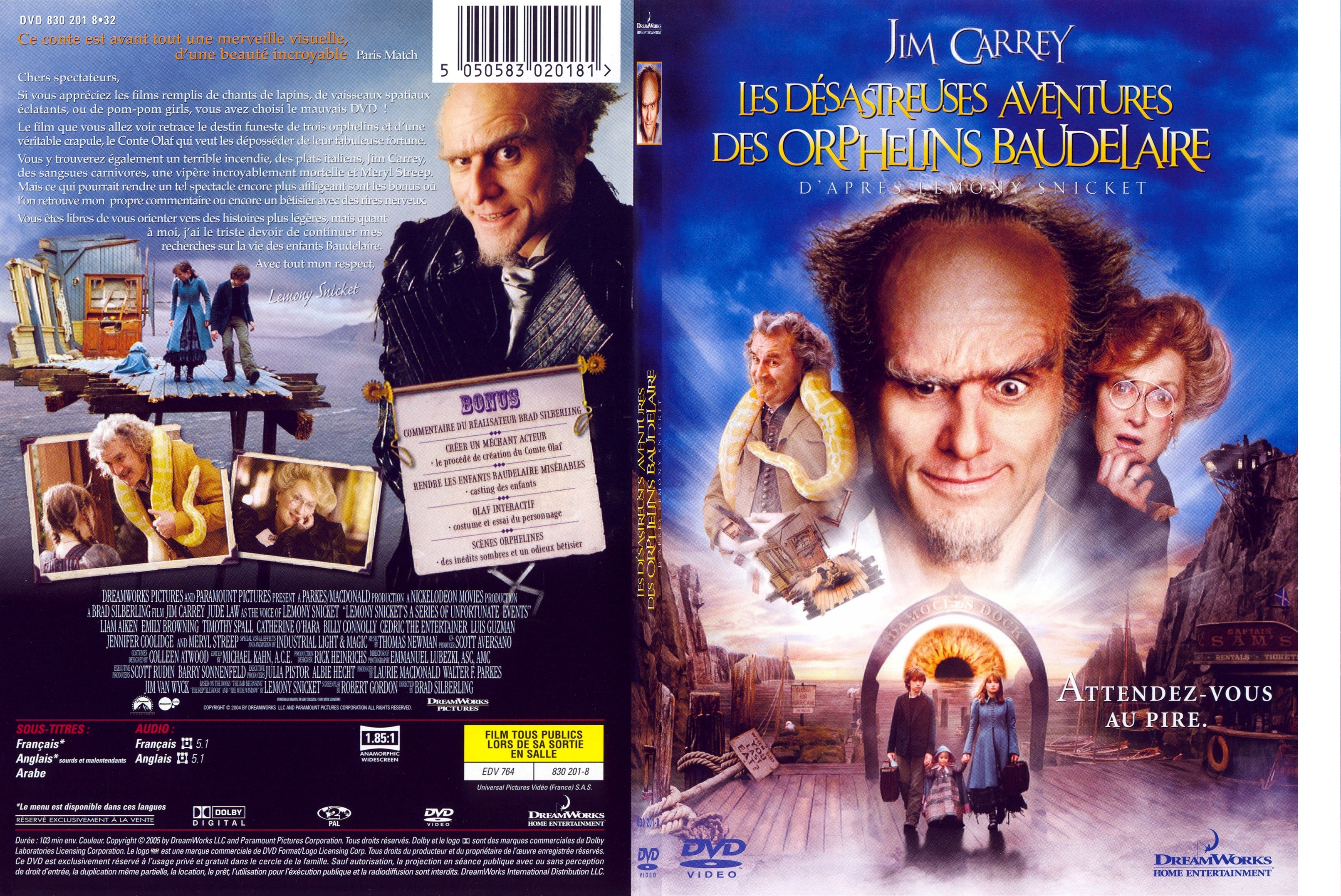 Jaquette DVD Les dsastreuses aventures des orphelins baudelaire - SLIM