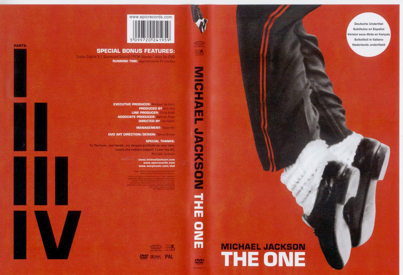 Jaquette DVD Michael Jackson the one