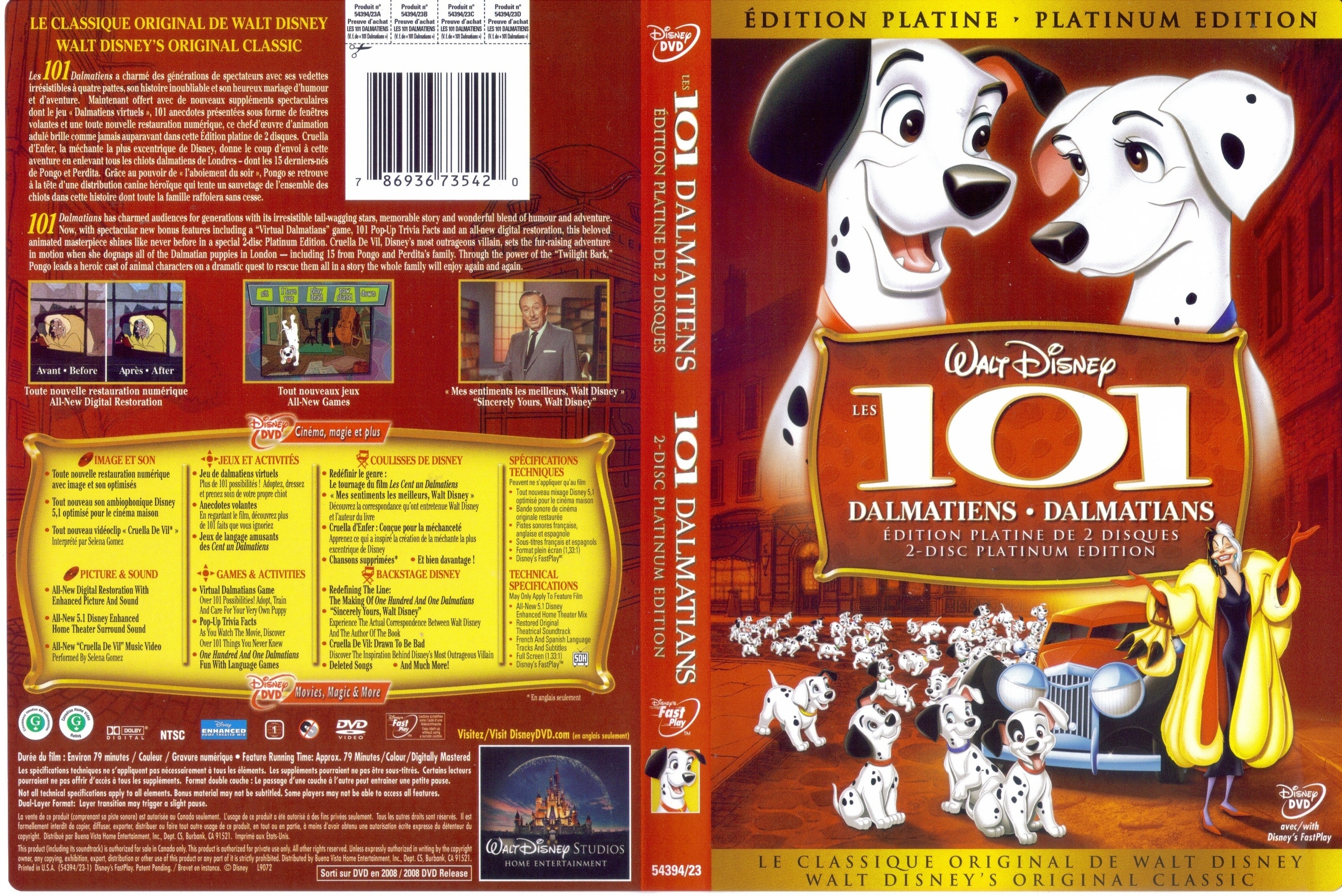 Jaquette DVD 101 Dalmatians (Canadienne)