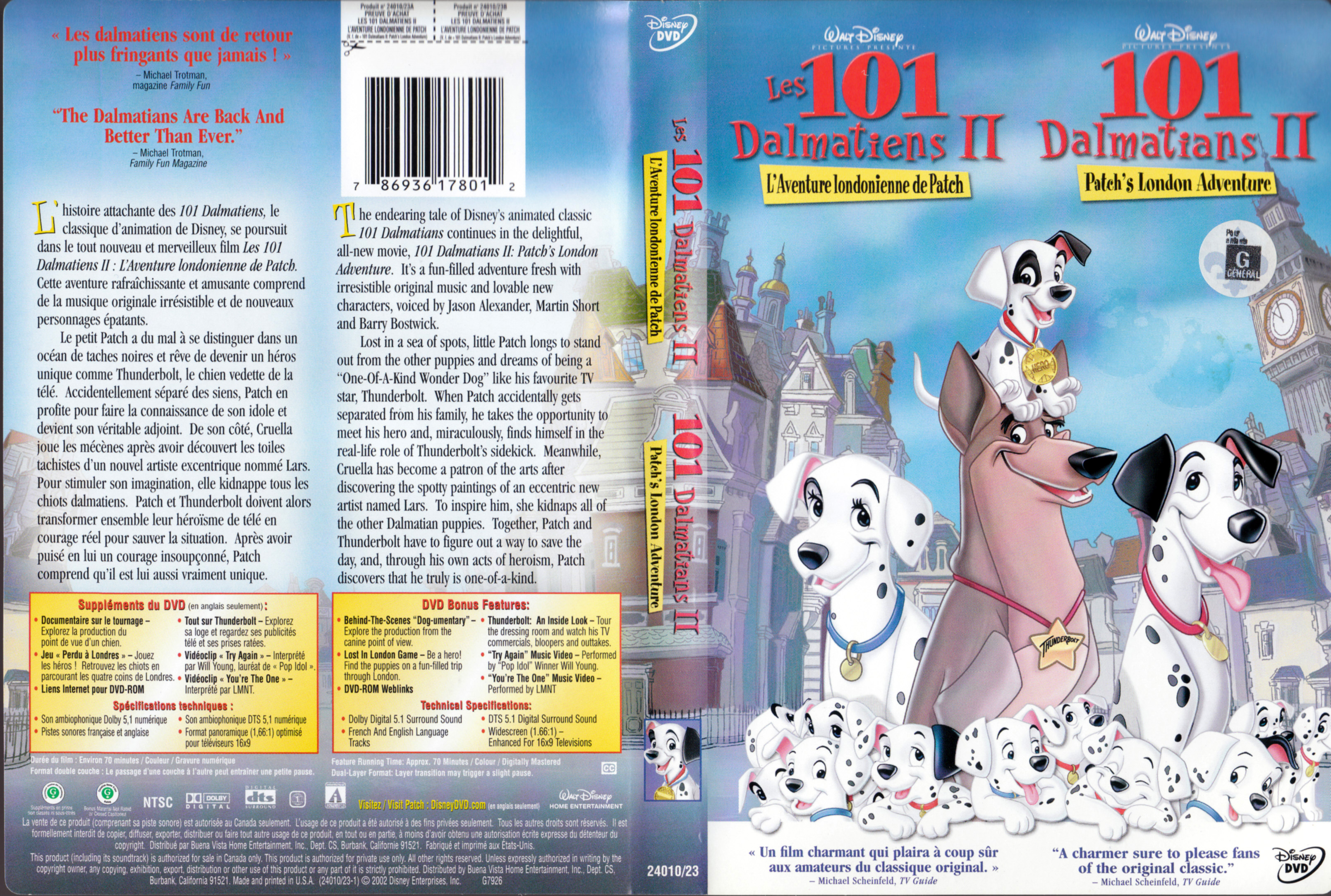 Jaquette DVD 101 dalmatiens 2 (Canadienne)