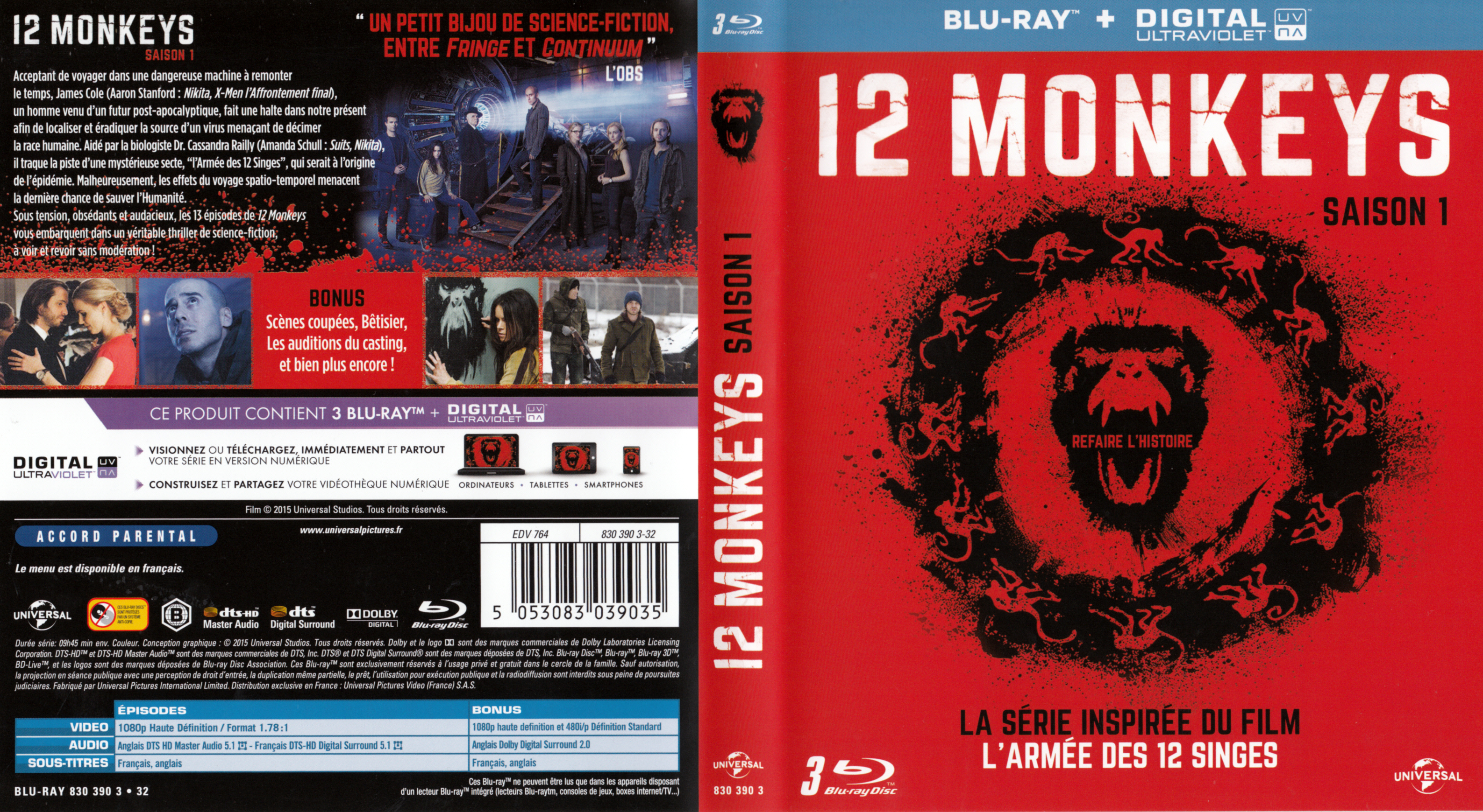 Jaquette DVD 12 Monkeys Saison 1 (BLU-RAY)