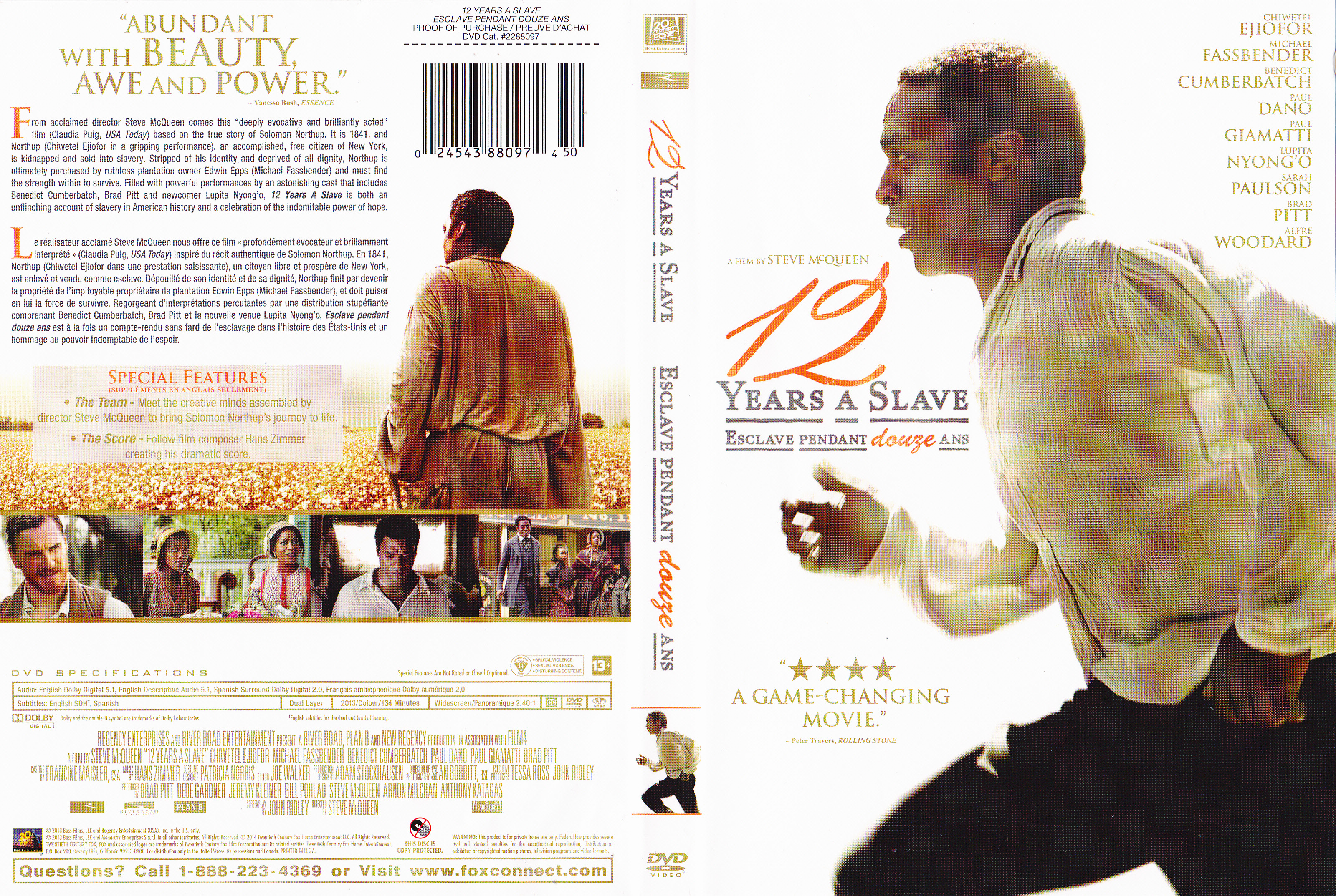 Jaquette DVD 12 Years a Slave - Esclave pendant 12 ans (Canadienne)