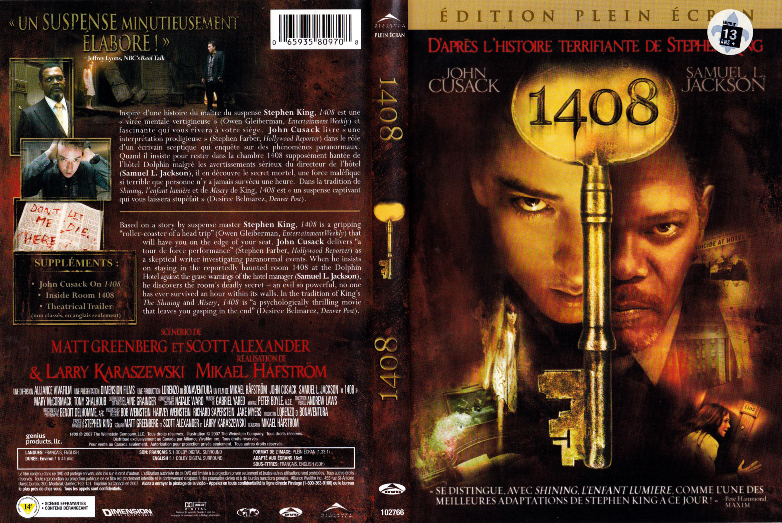 Jaquette DVD 1408 (Canadienne)
