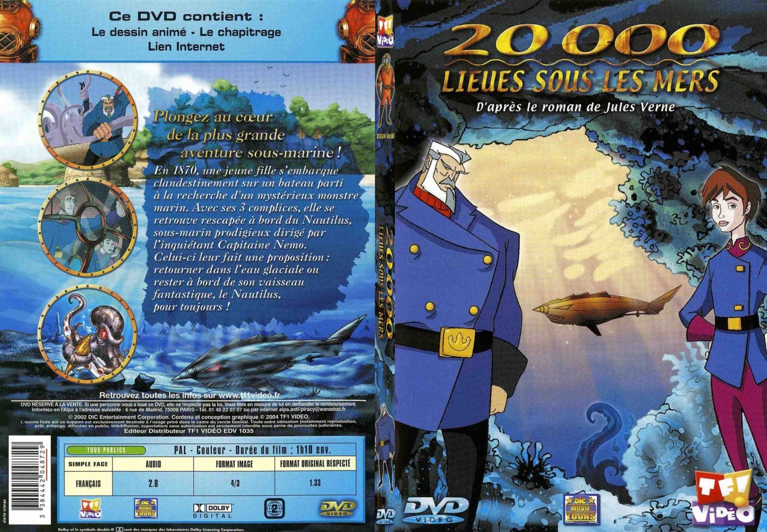 Jaquette DVD 20000 lieues sous les mers DA - SLIM