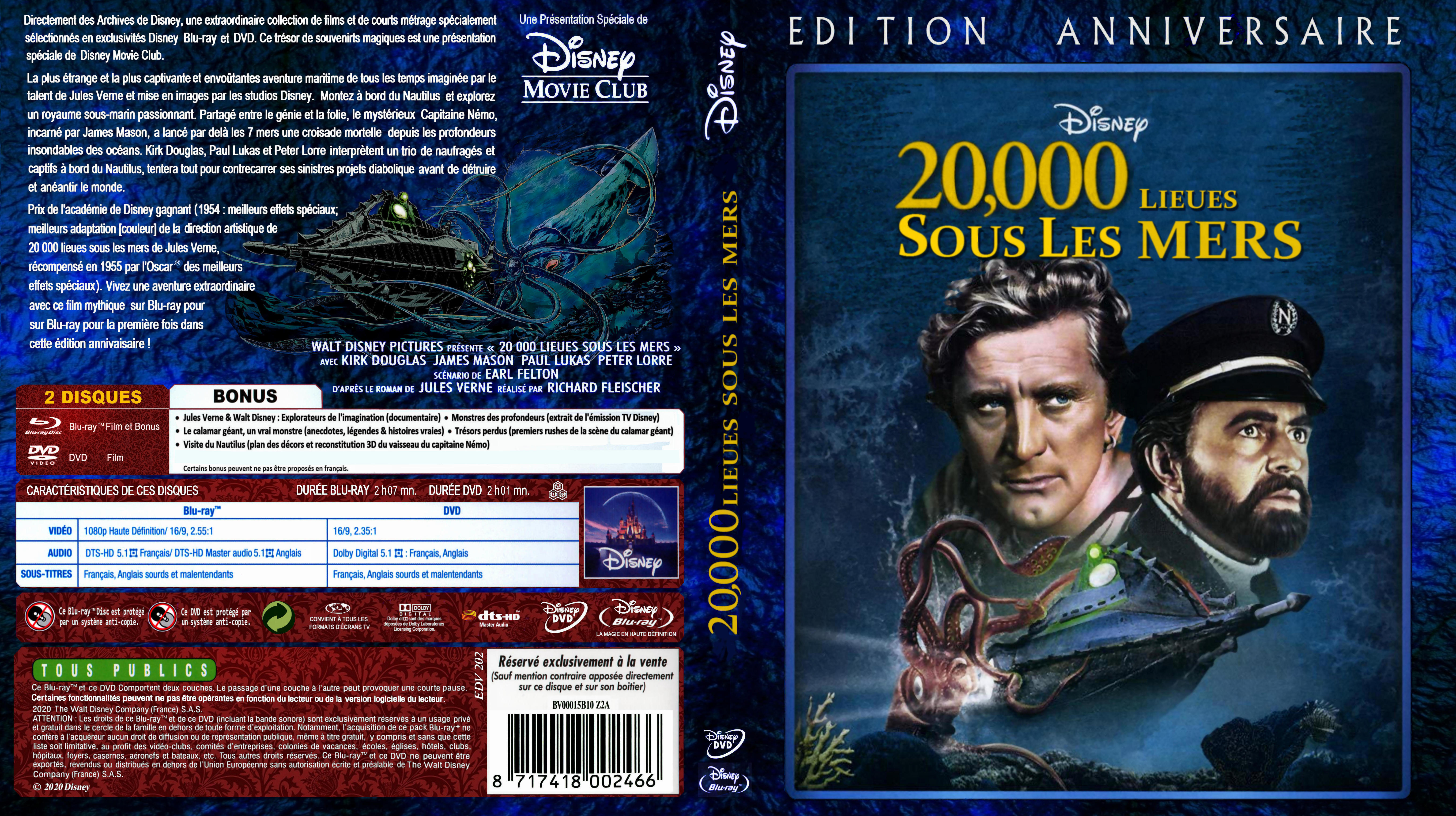 Jaquette DVD 20000 lieux sous les mers custom (BLU-RAY)