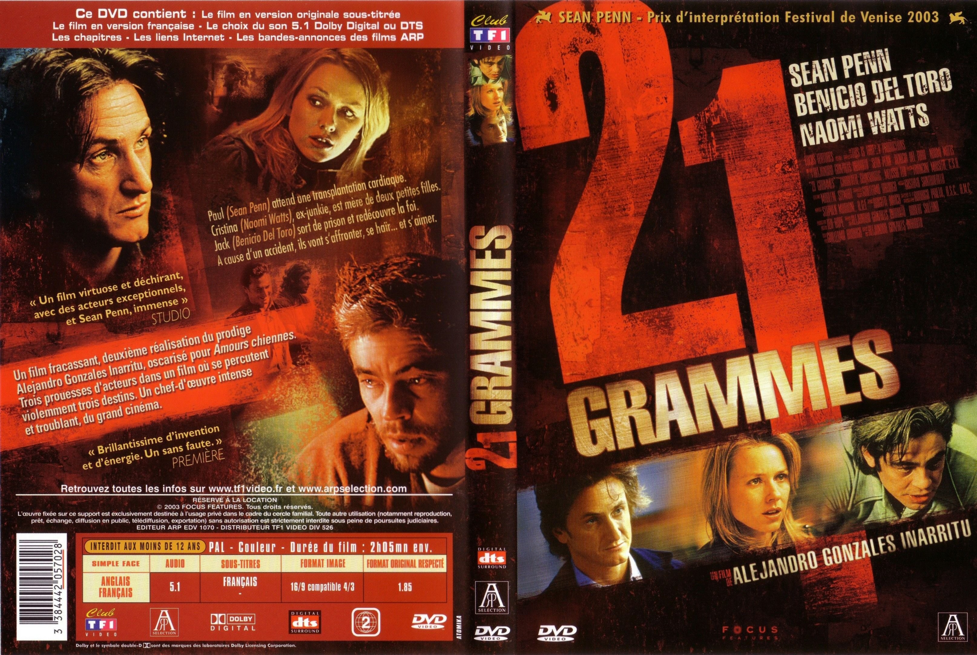 Jaquette DVD 21 grammes