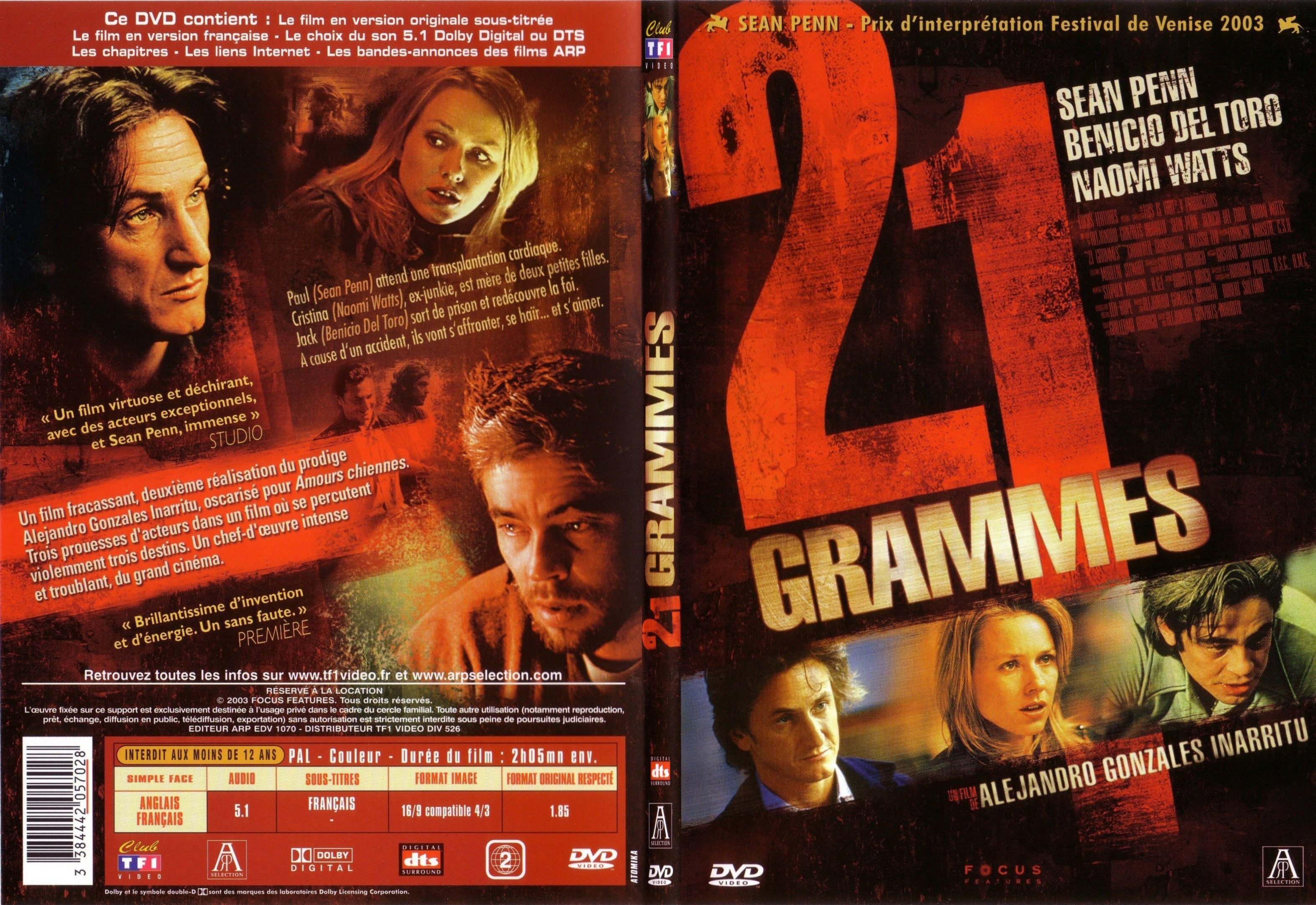 Jaquette DVD 21 grammes - SLIM