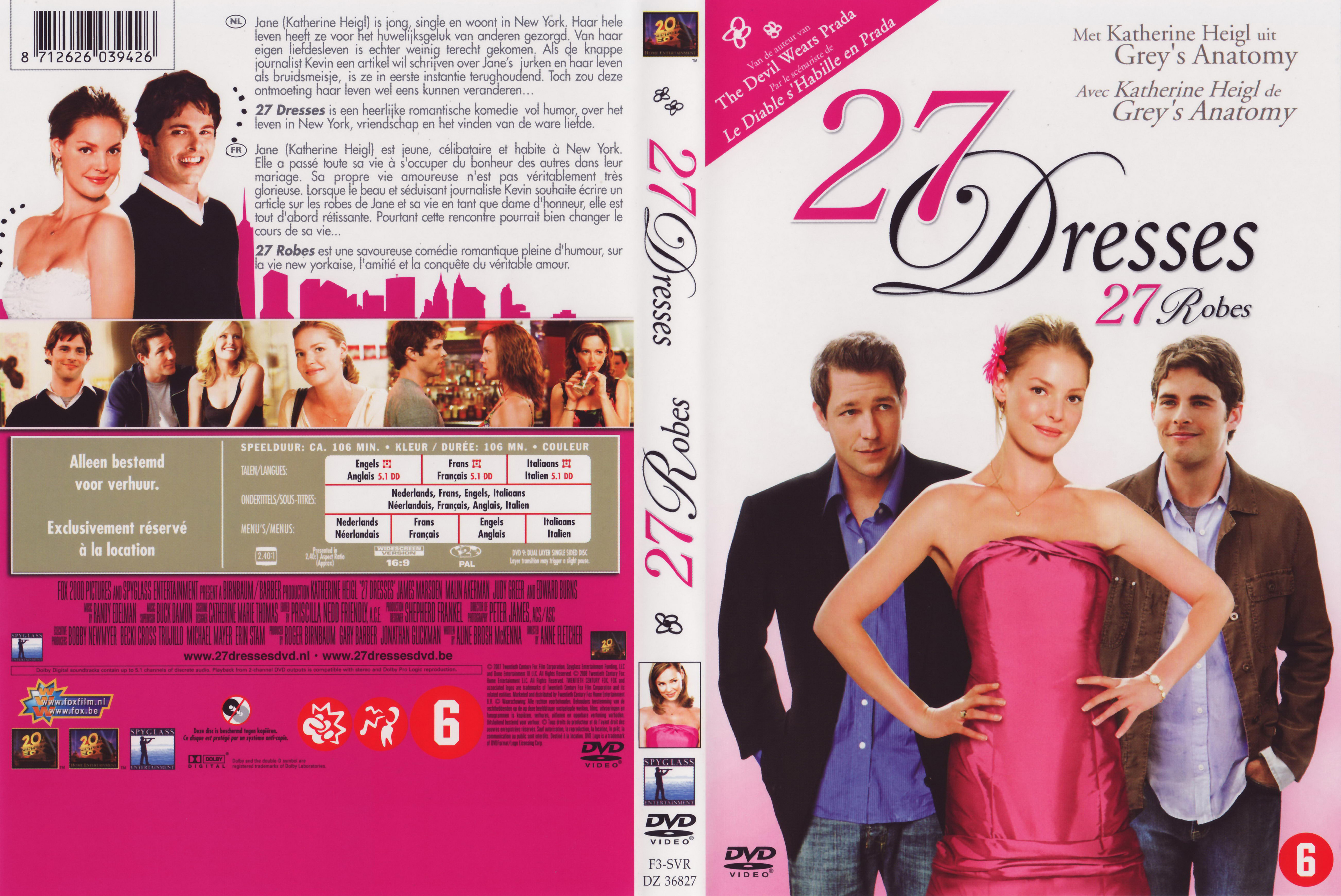 Jaquette DVD 27 robes - 27 dresses