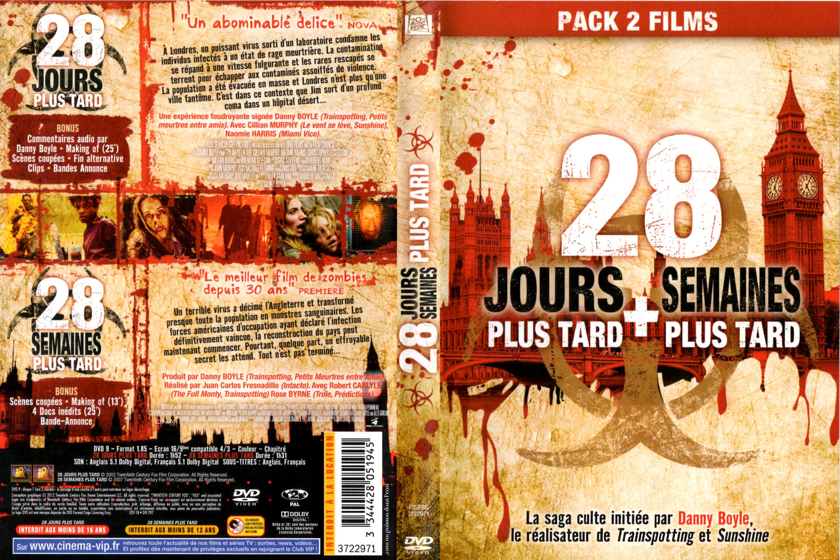 Jaquette DVD 28 jours plus tard + 28 semaines plus tard