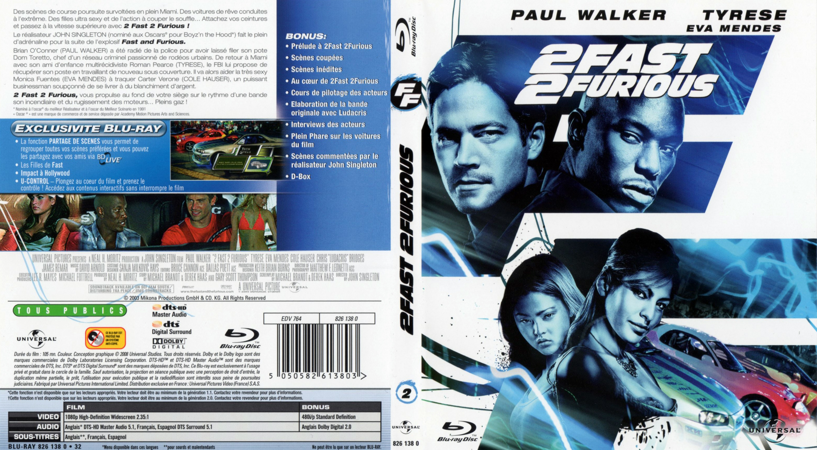 Jaquette DVD 2 fast 2 furious (BLU-RAY)