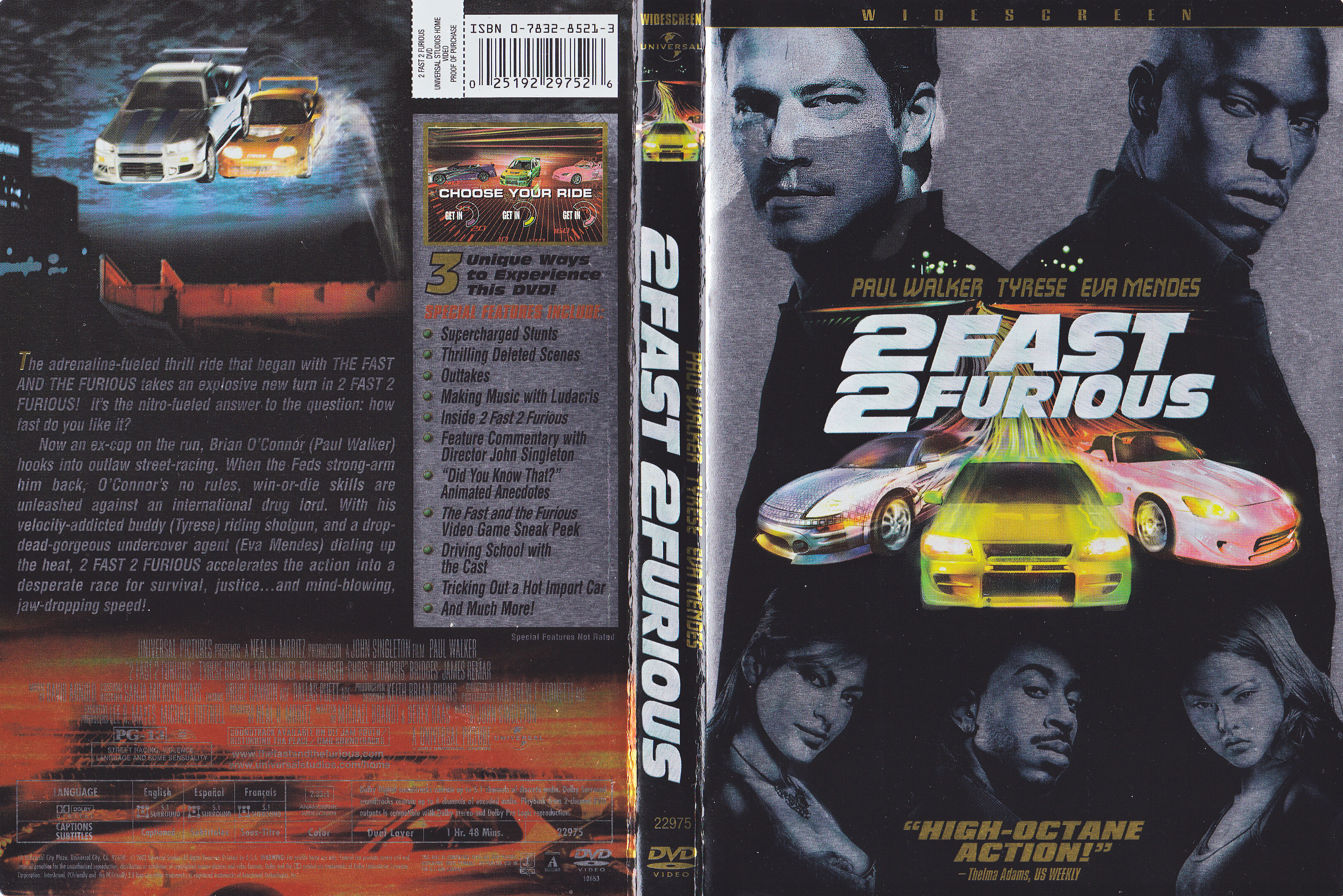 Jaquette DVD 2 fast 2 furious (Canadienne)