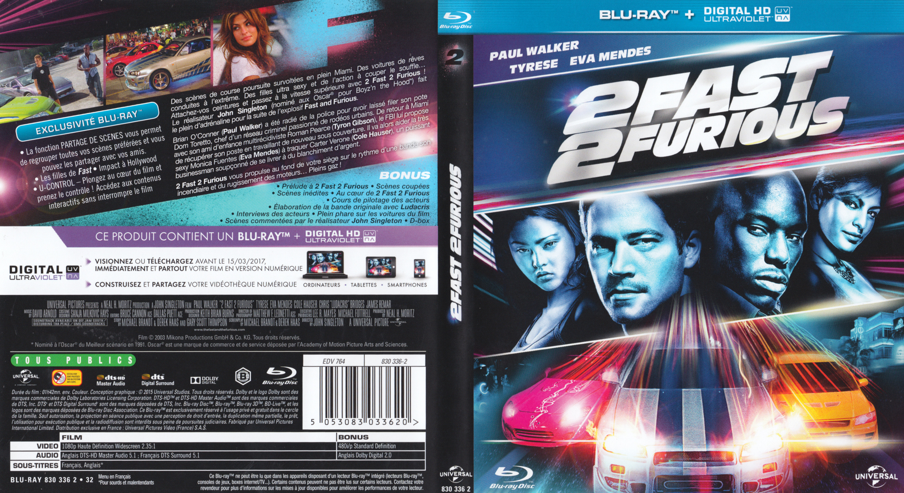 Jaquette DVD 2 fast and furious (BLU-RAY) v3