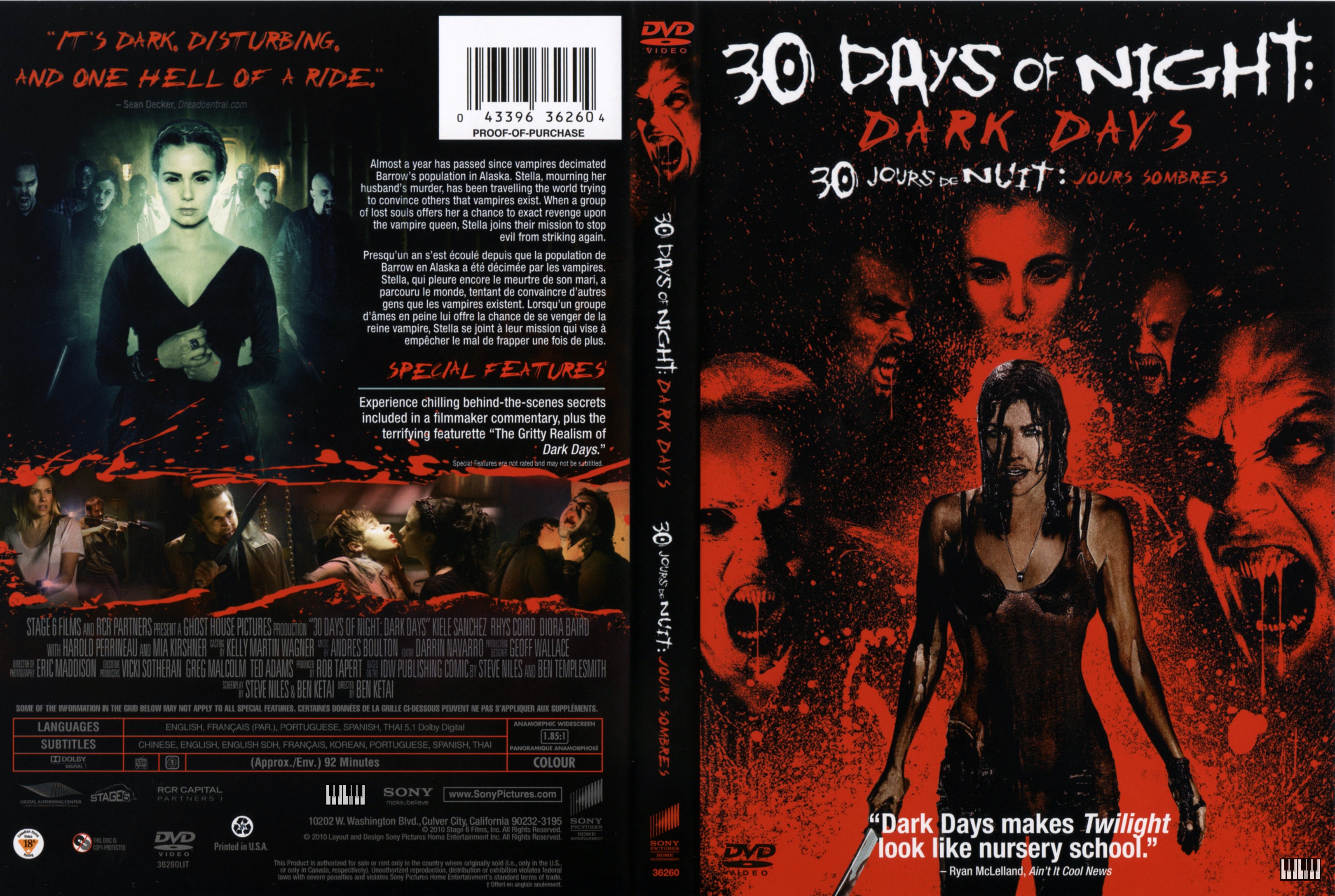 Jaquette DVD 30 jours de nuits 2 - jours sombres (Canadienne)