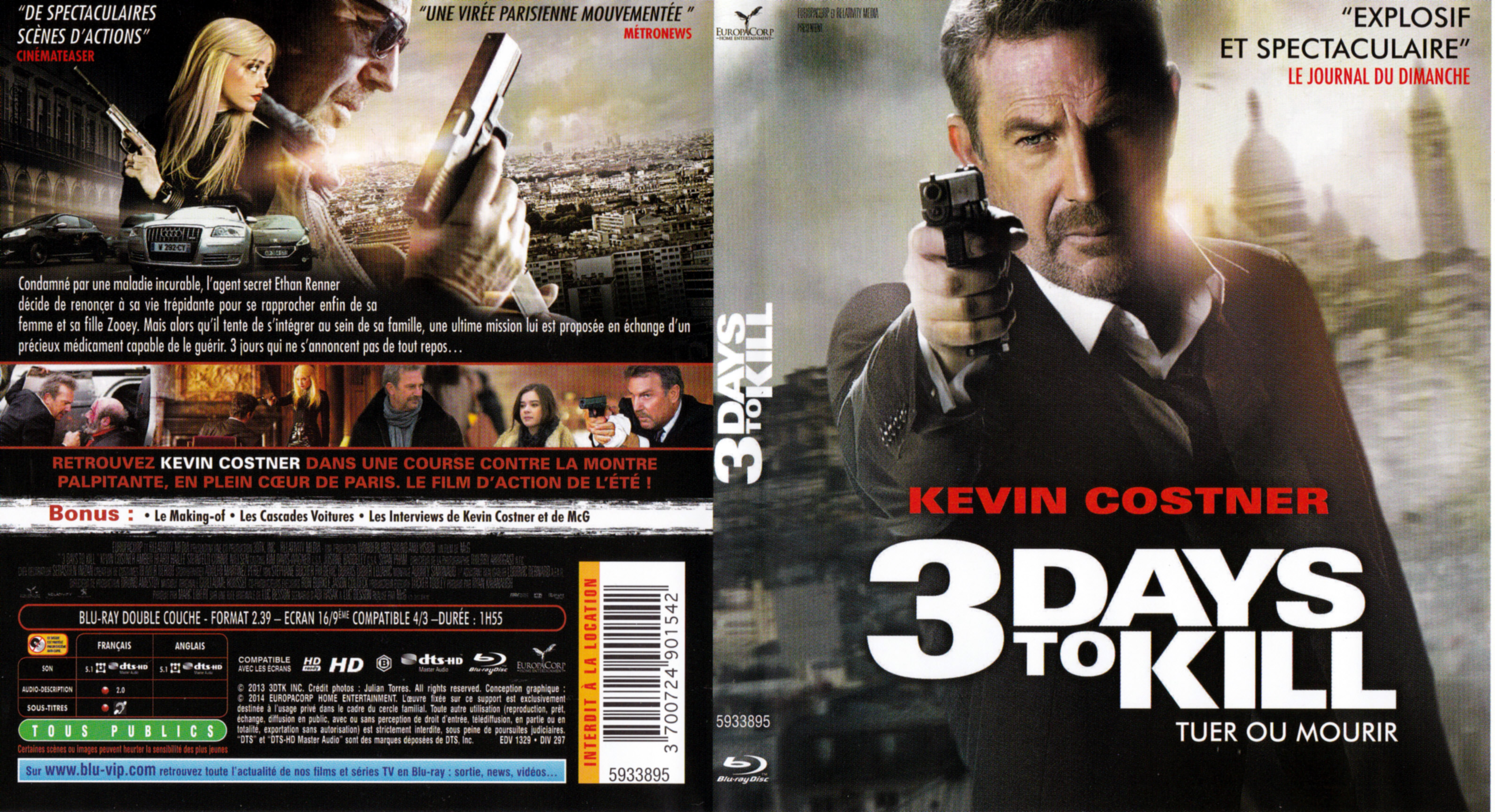 Jaquette DVD 3 Days to Kill (BLU-RAY)