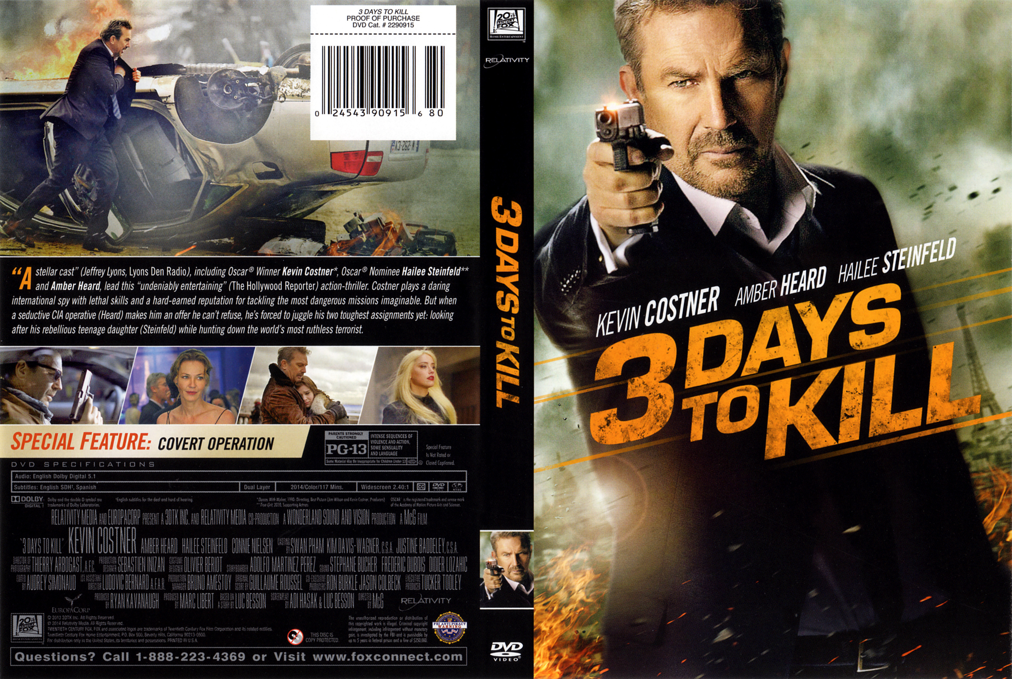Jaquette DVD 3 Days to Kill custom v2