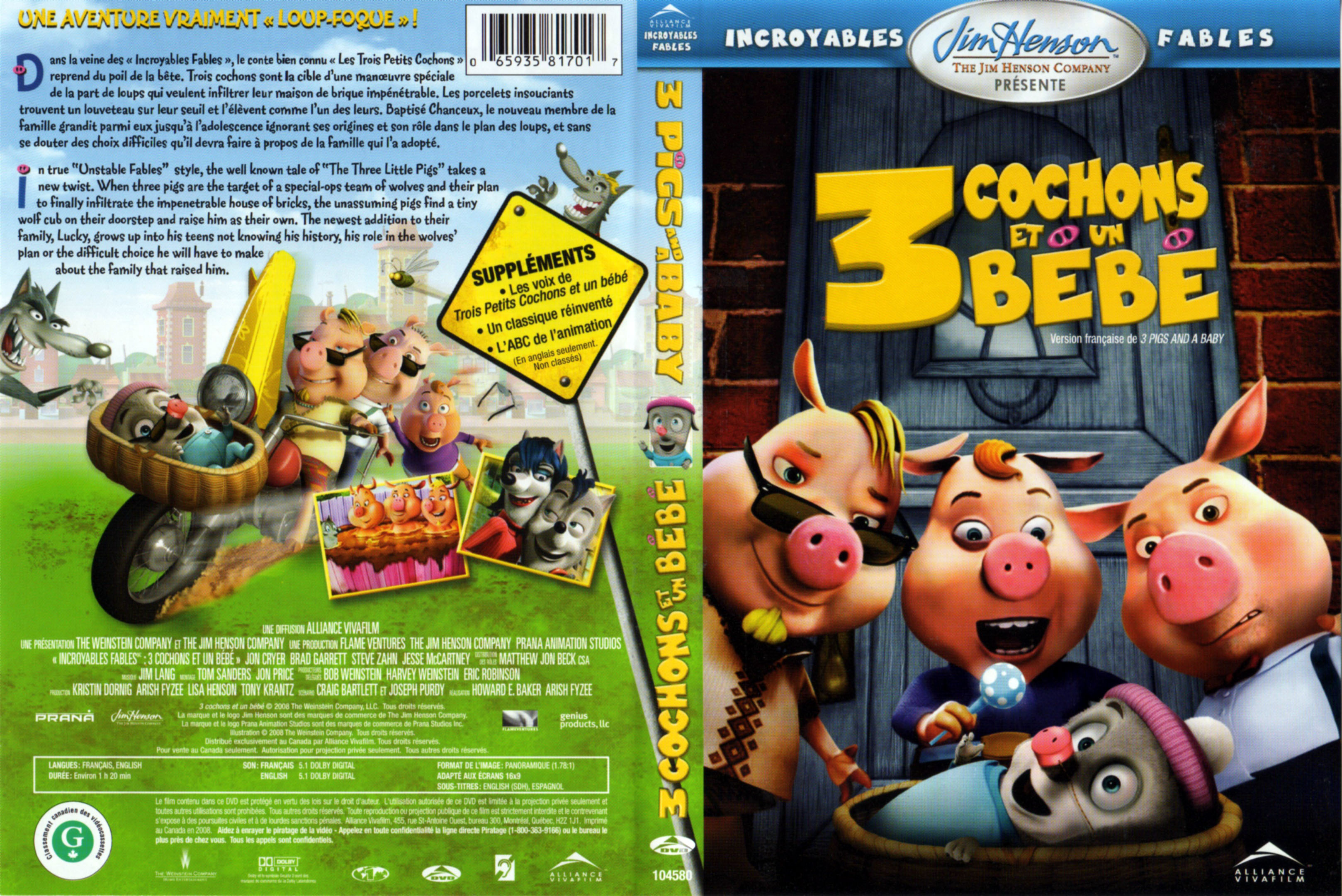 Jaquette DVD 3 cochons et un bb