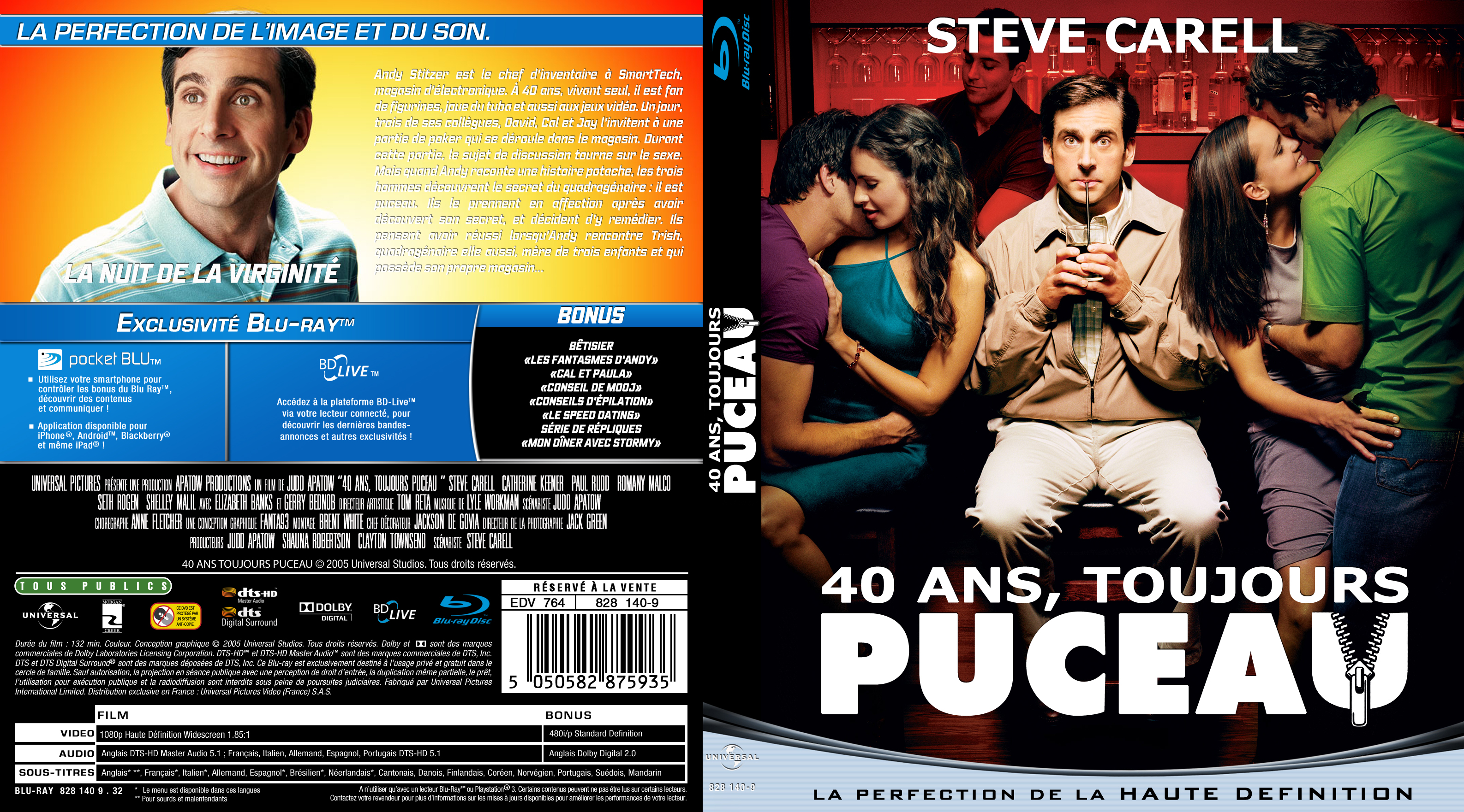 Jaquette DVD 40 ans toujours puceau custom (BLU-RAY)