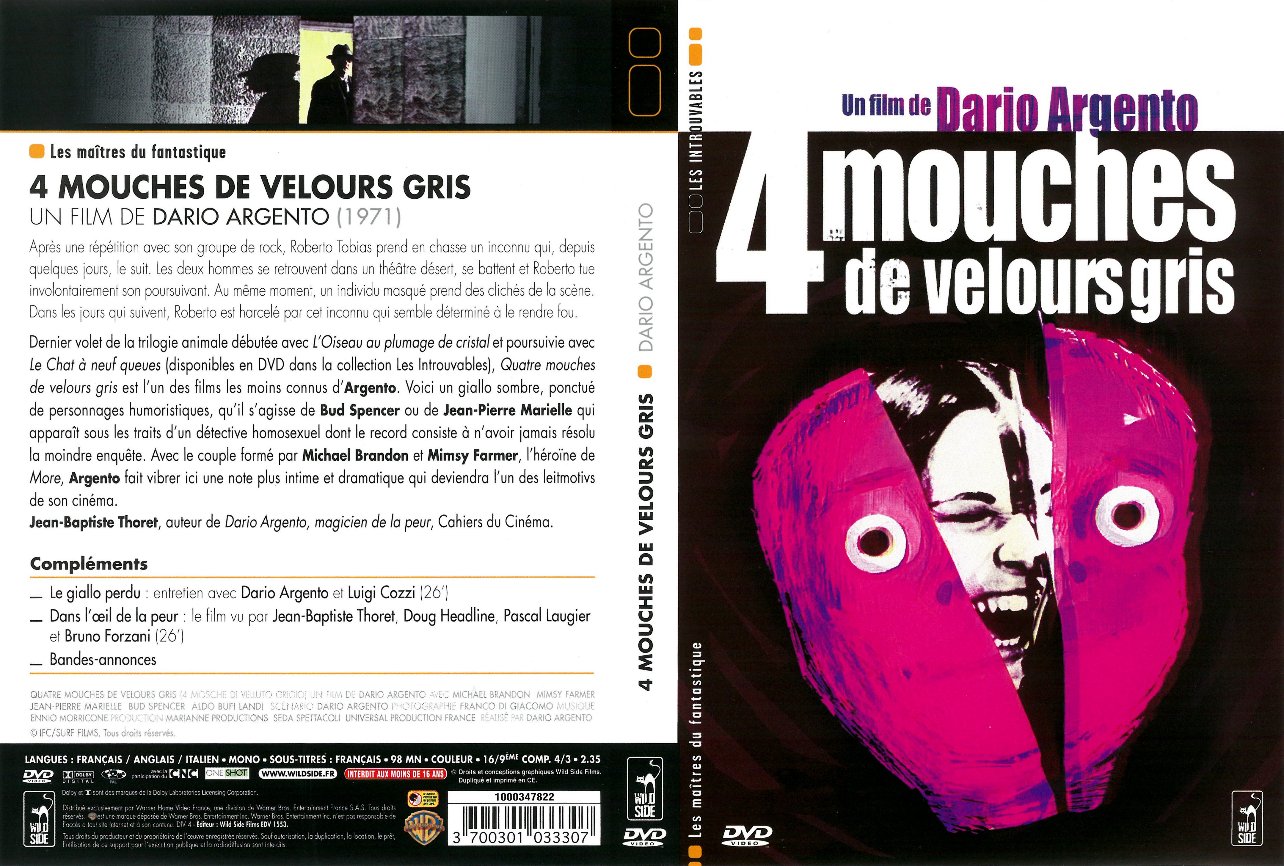 Jaquette DVD 4 mouches de velours gris