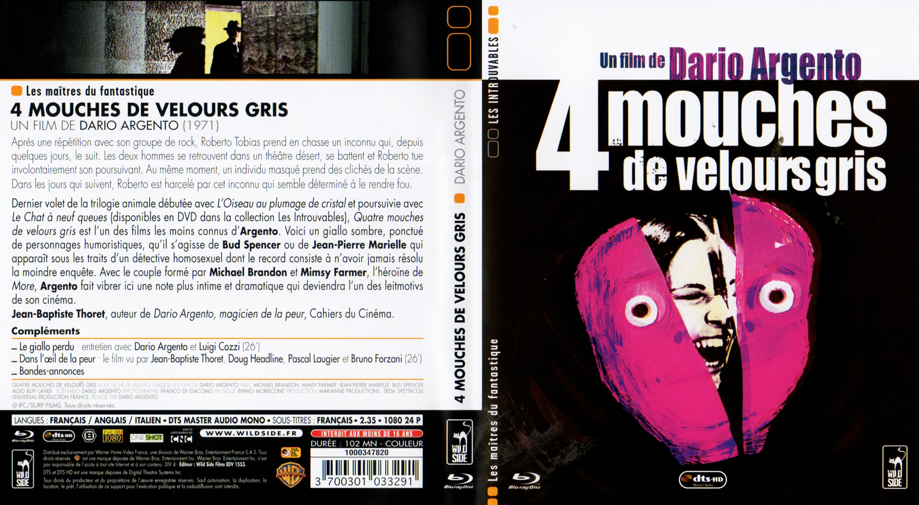 Jaquette DVD 4 mouches de velours gris (BLU-RAY)