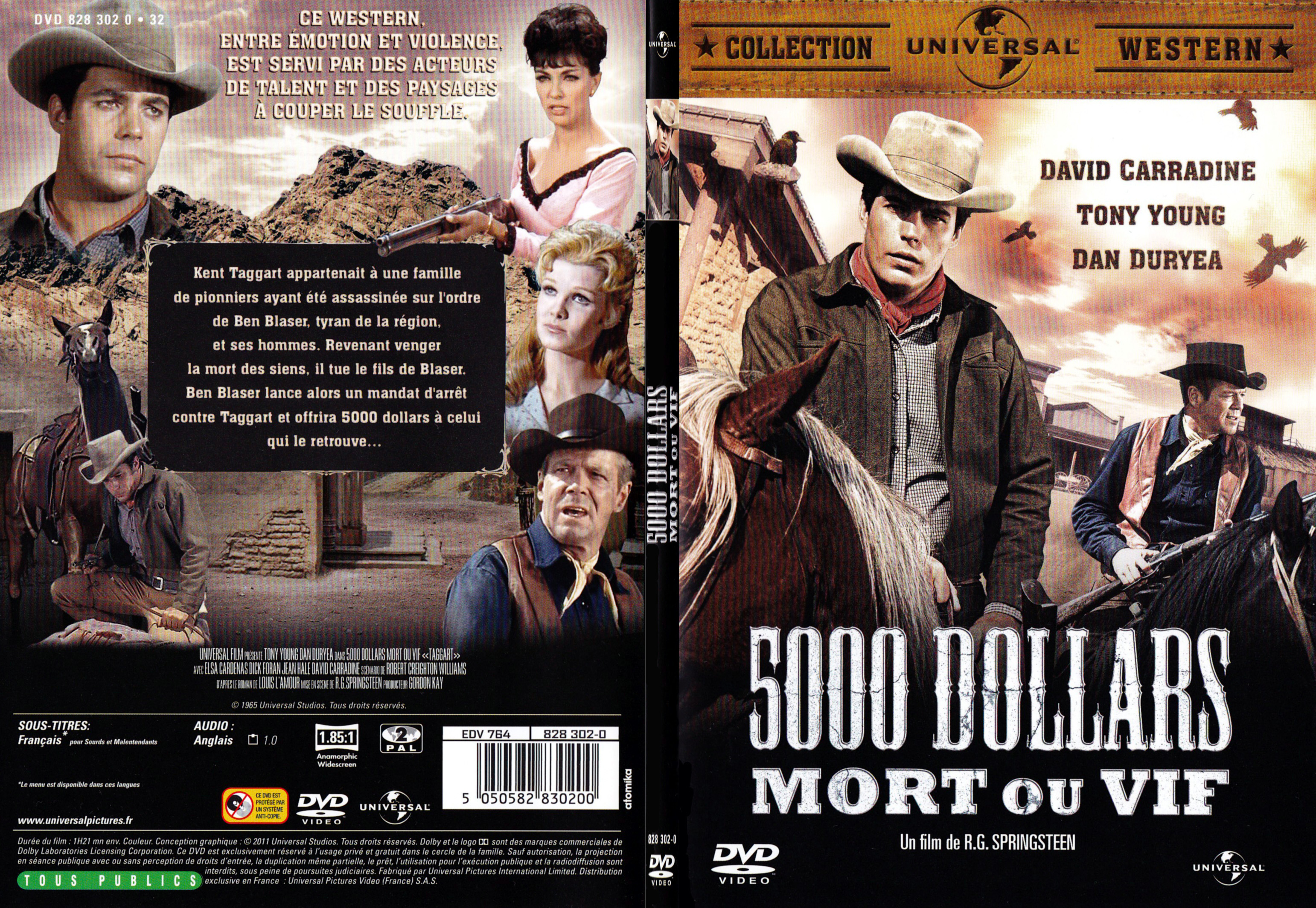 Jaquette DVD 5000 dollars mort ou vif - SLIM