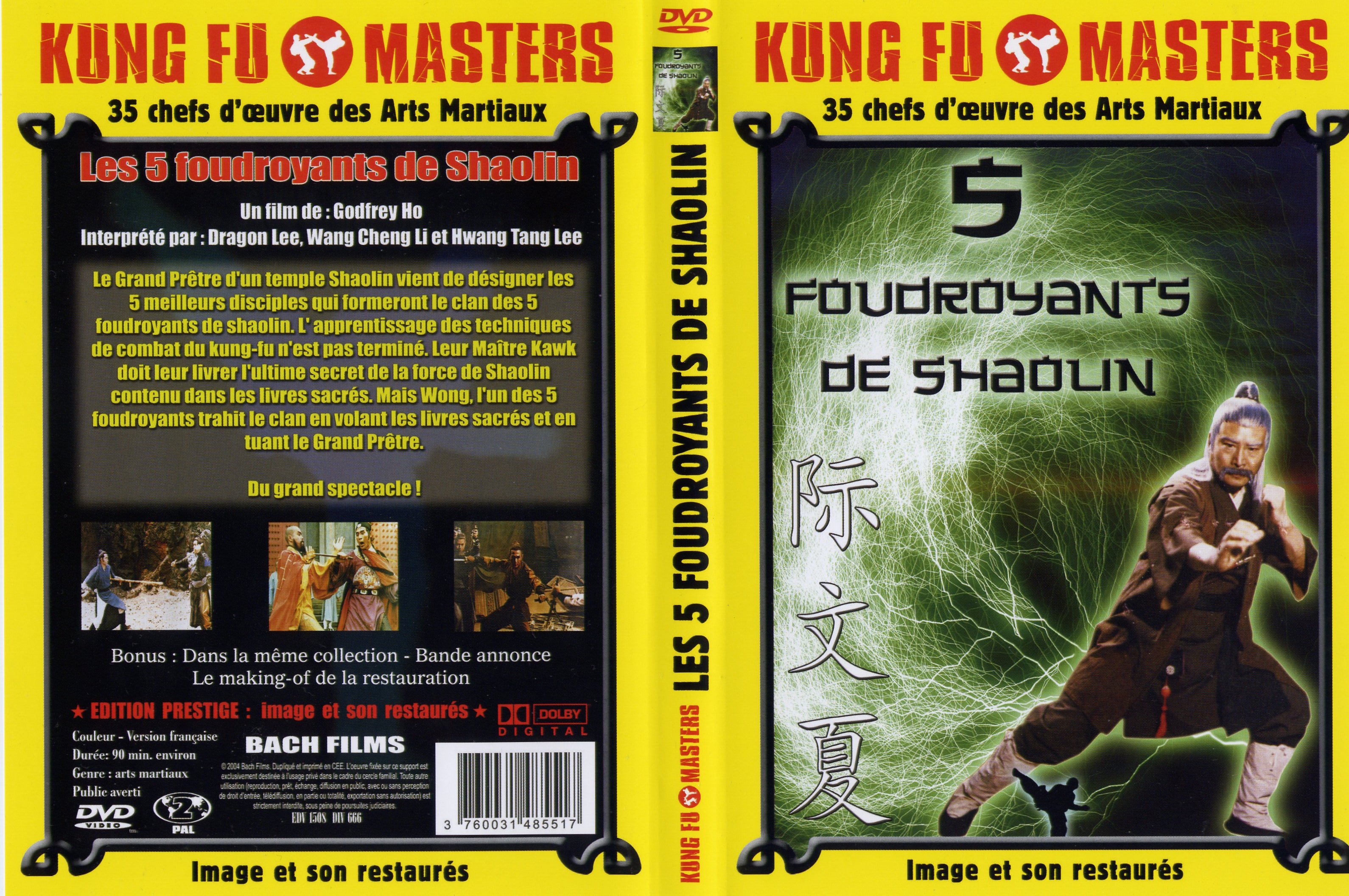 Jaquette DVD 5 foudroyants de shaolin