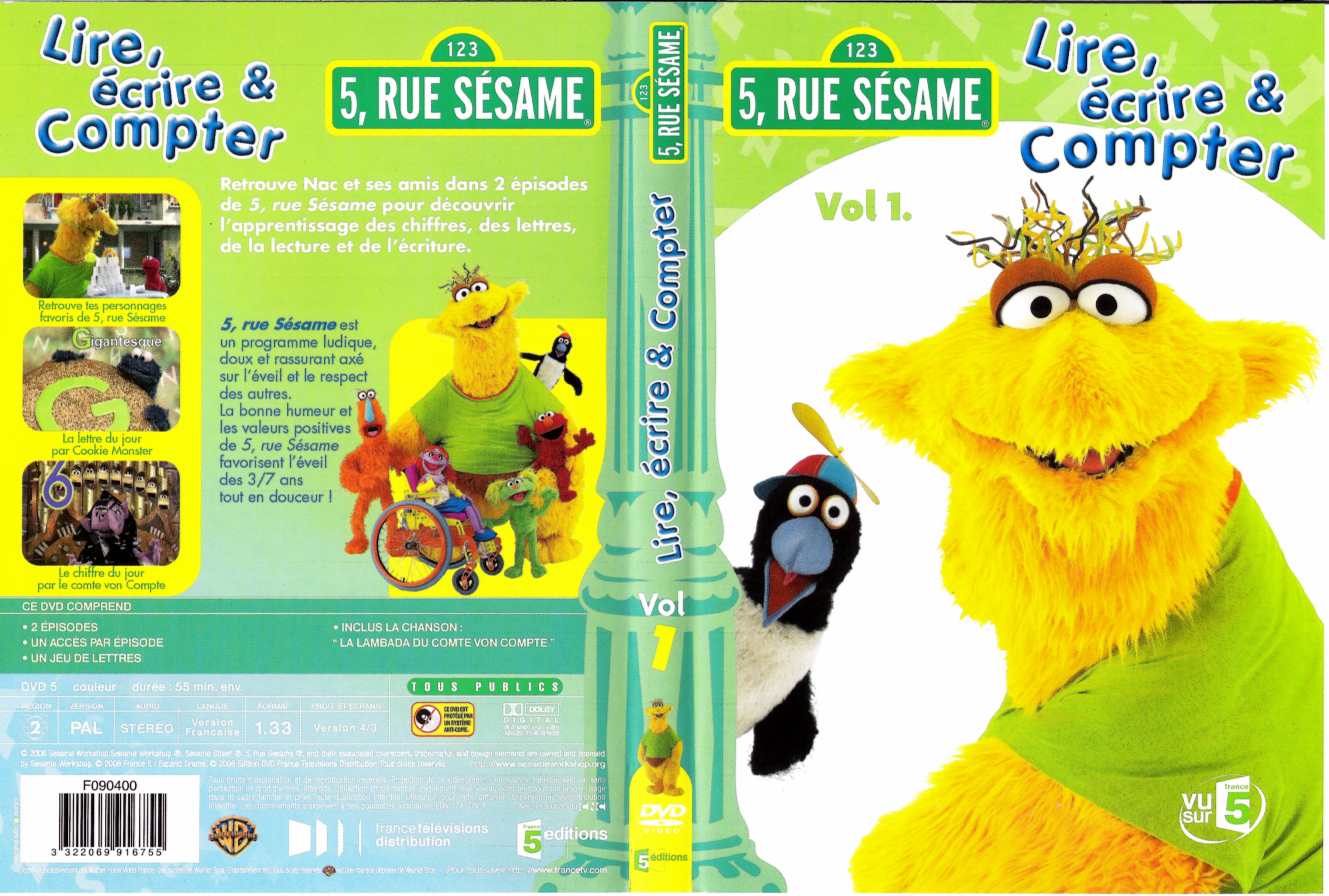 Jaquette DVD 5 rue Sesame vol 01