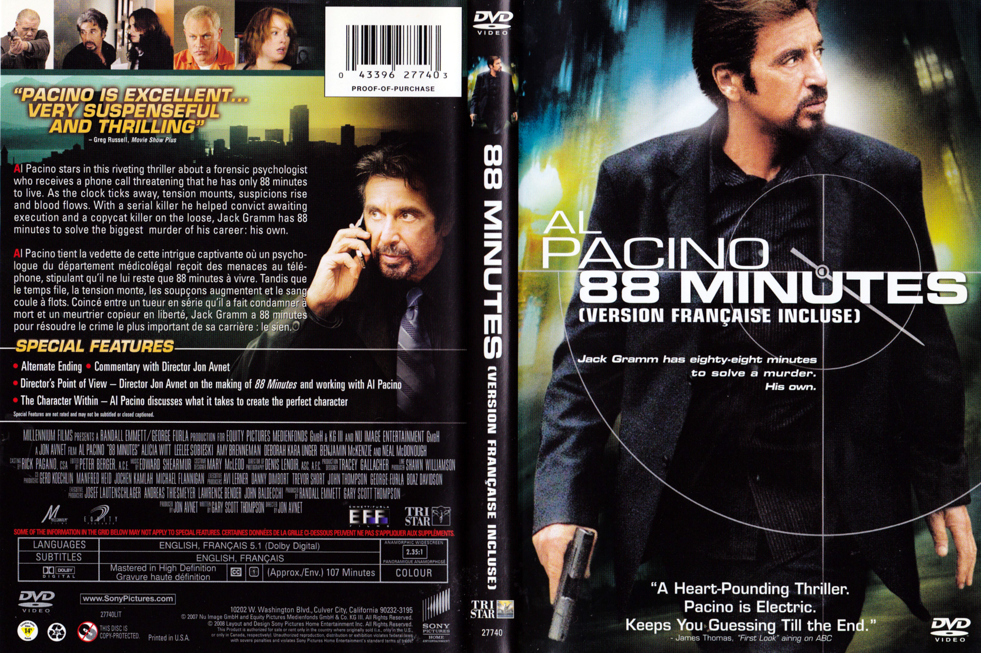 Jaquette DVD 88 Minutes (Canadienne)