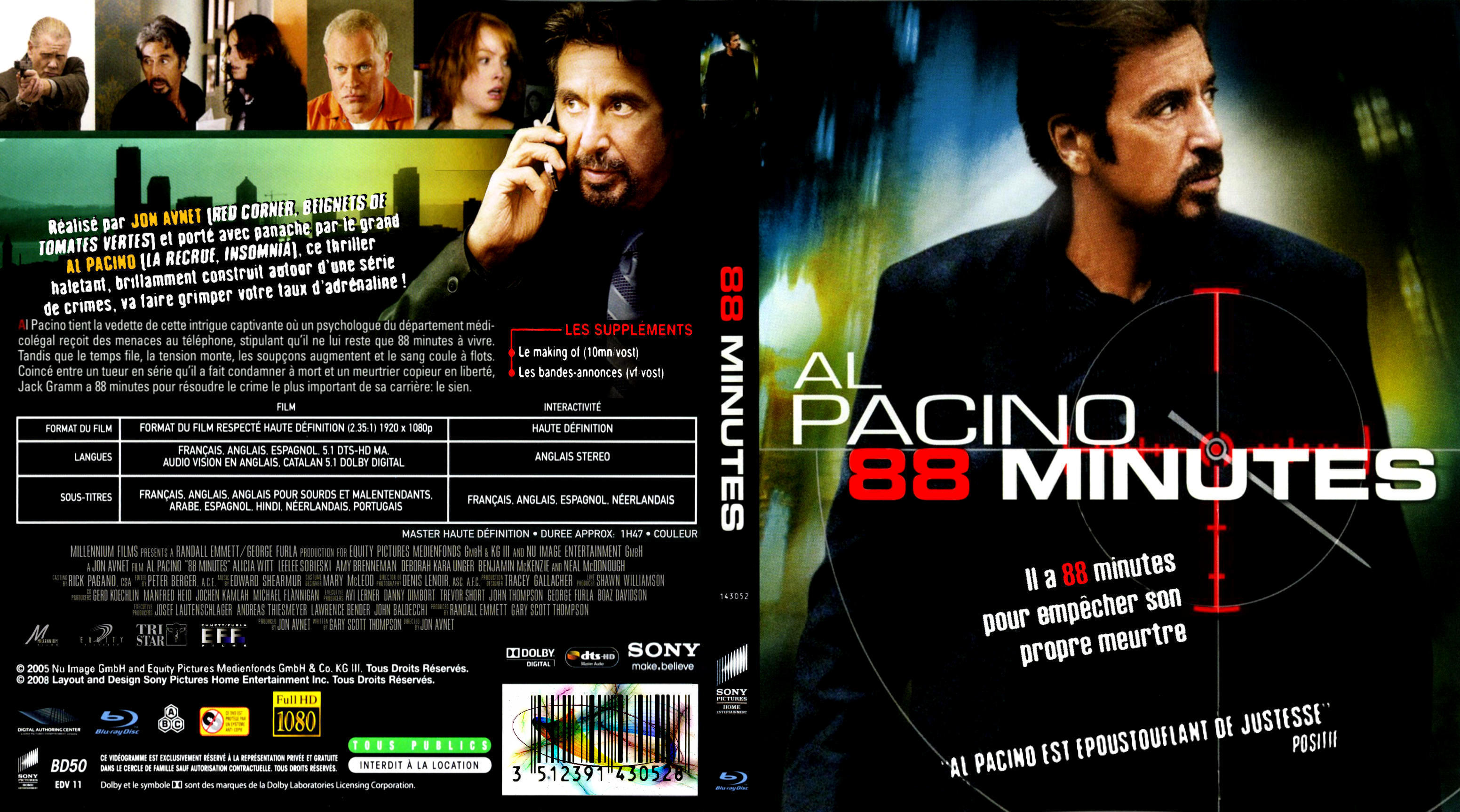 Jaquette DVD 88 minutes custom (BLU-RAY)