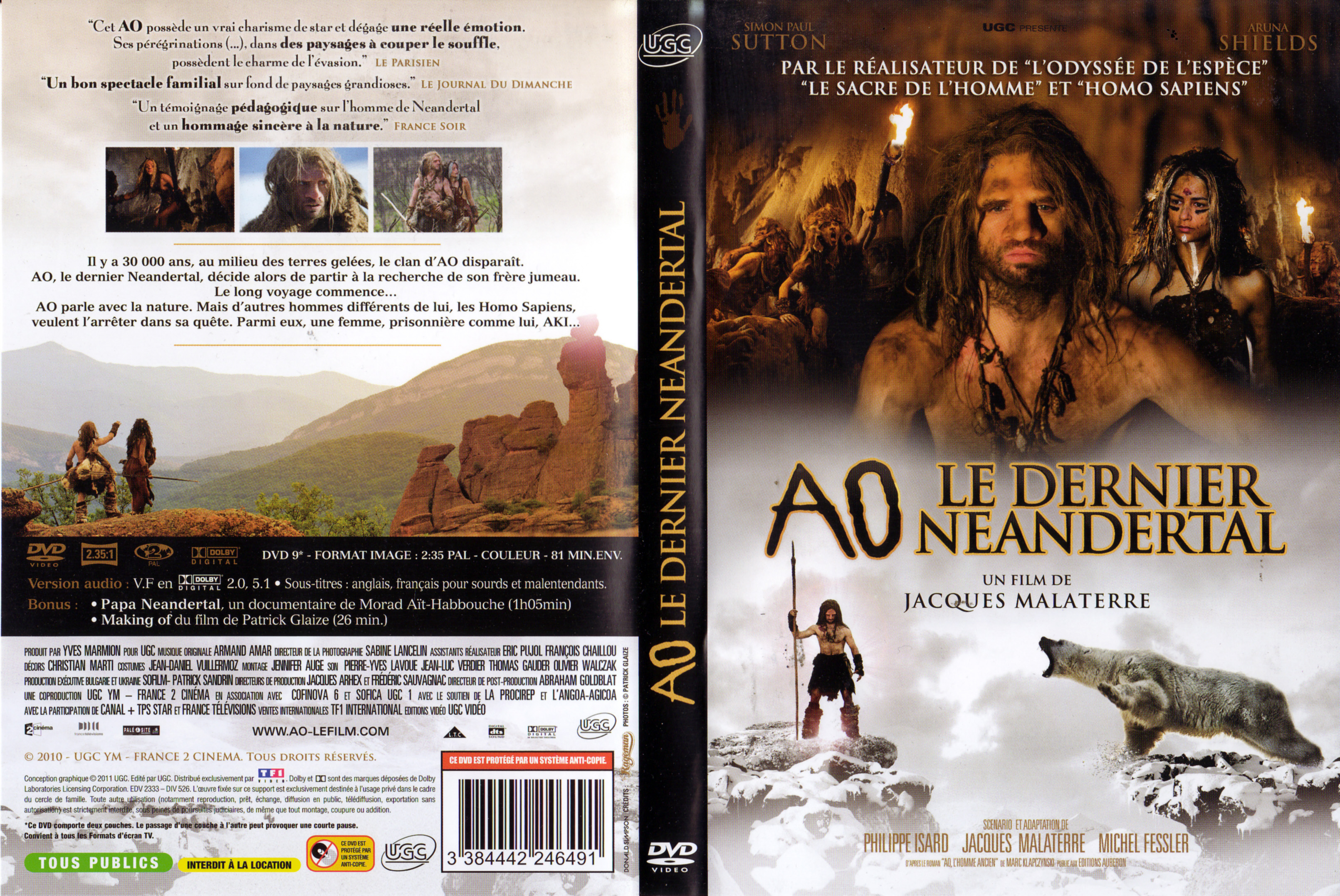 Jaquette DVD AO le dernier neandertal