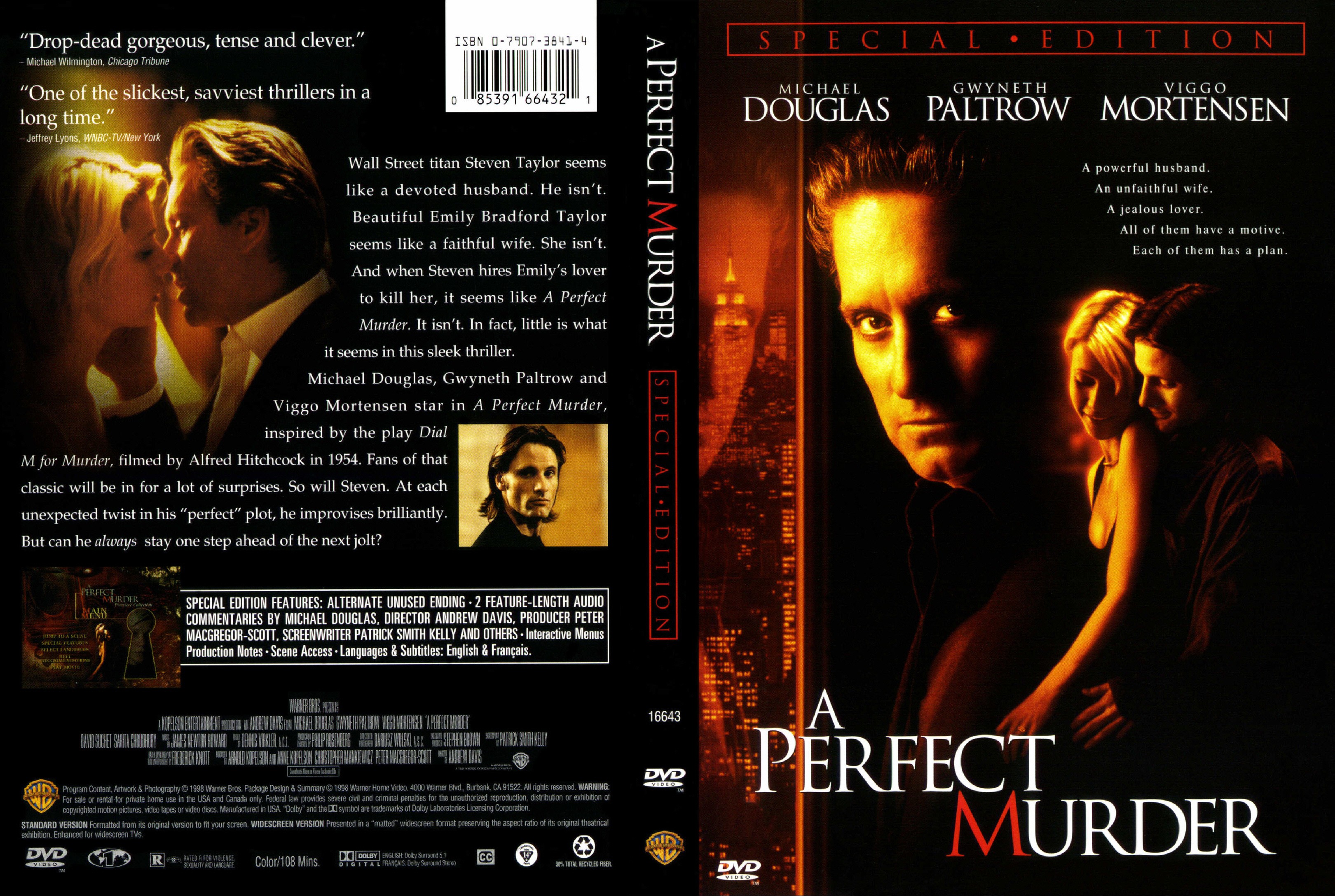 Jaquette DVD A Perfect Murder - Meurtre parfait (Canadienne)