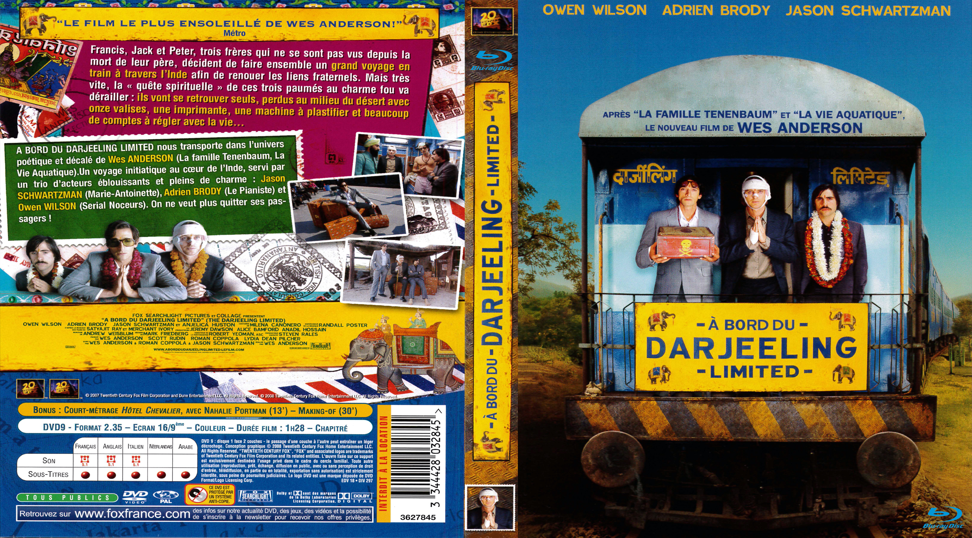 Jaquette DVD A bord du Darjeeling Limited custom (BLU-RAY)