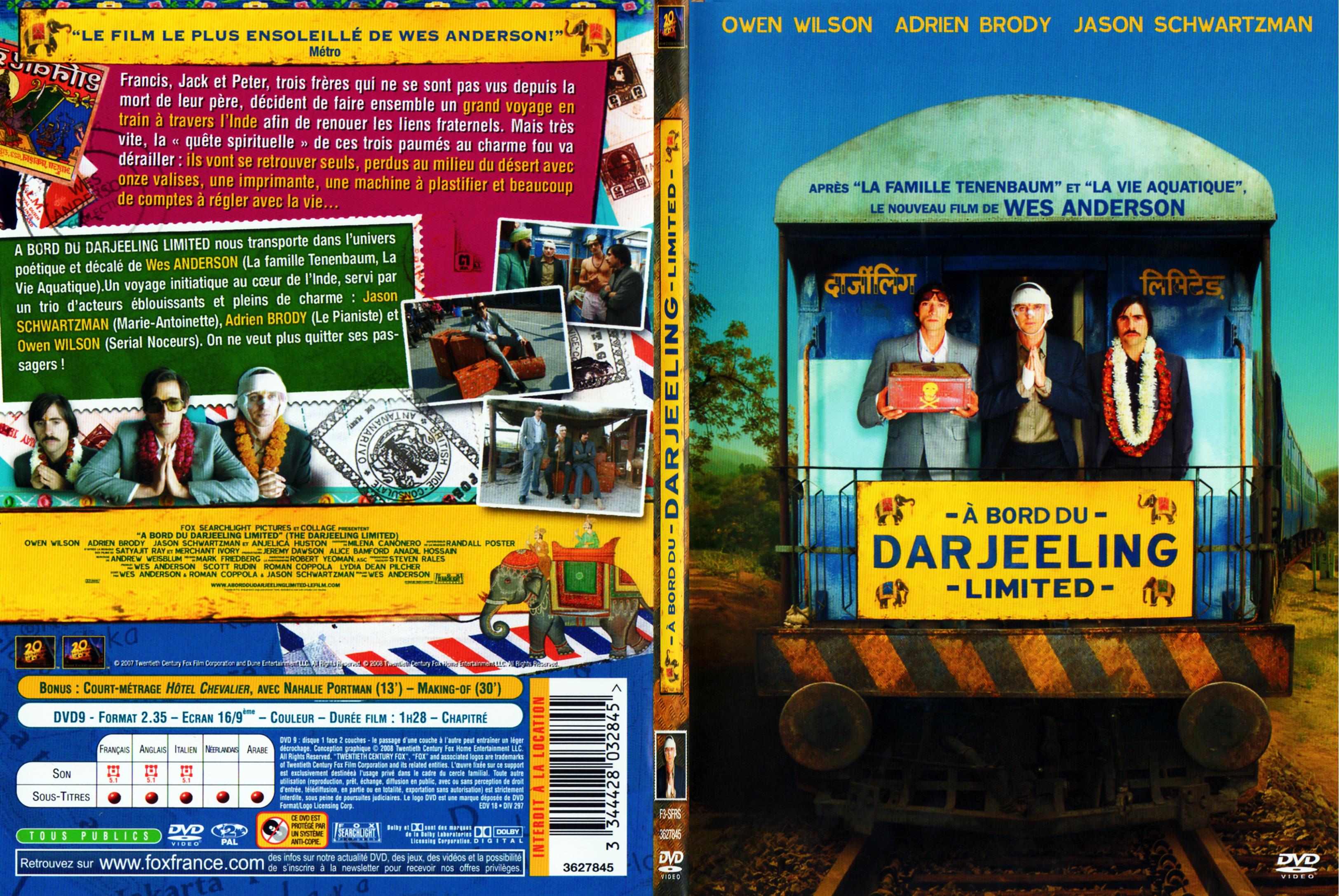 Jaquette DVD A bord du Darjeeling limited - SLIM