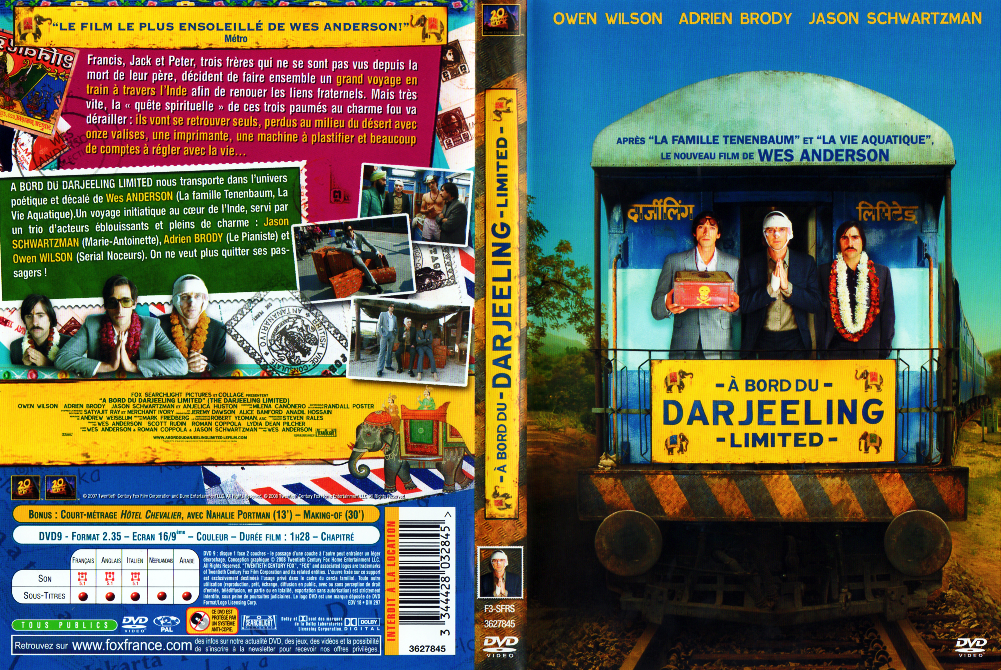 Jaquette DVD A bord du Darjeeling limited v2