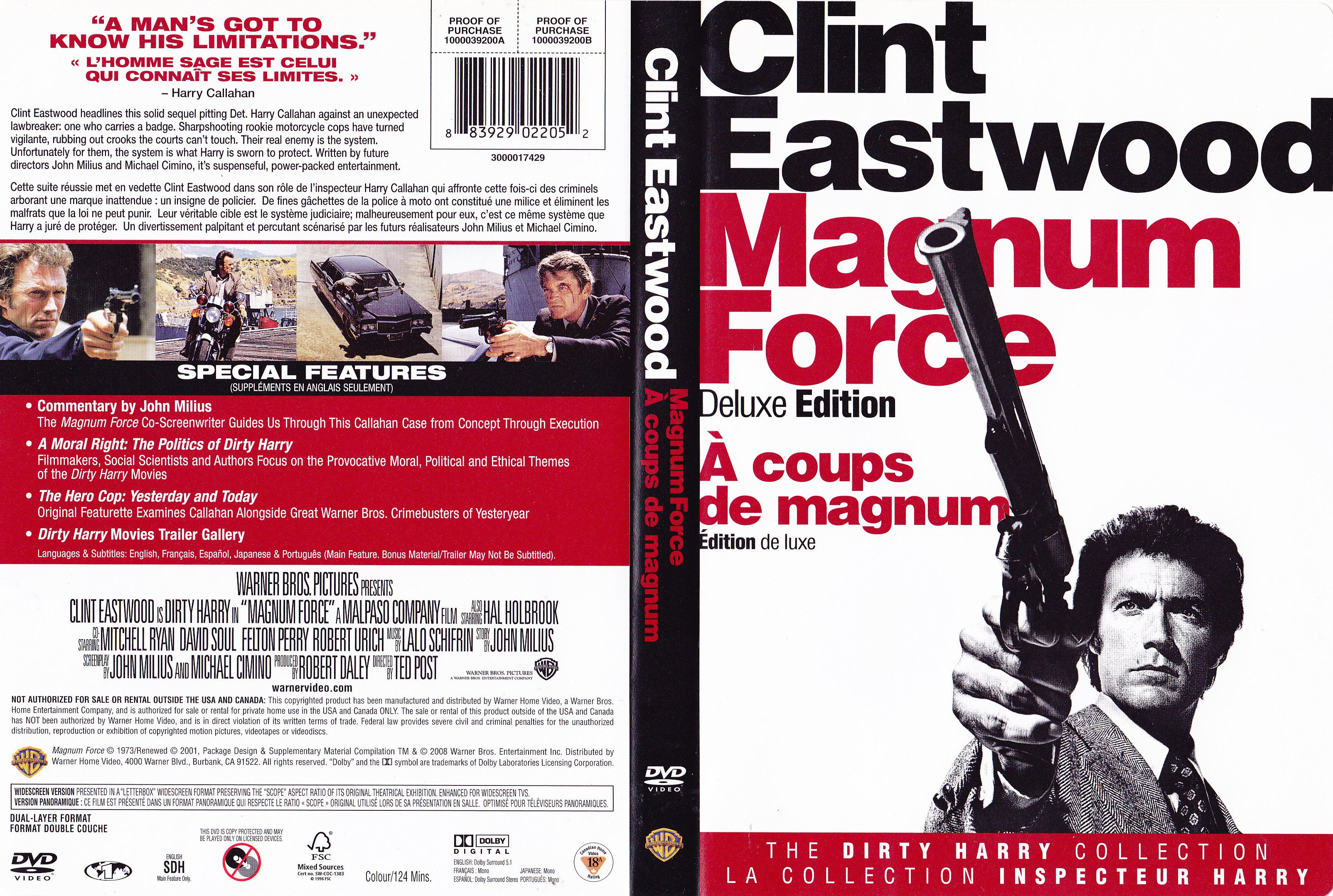 Jaquette DVD A coups de magnum - Magnum force (Canadienne)